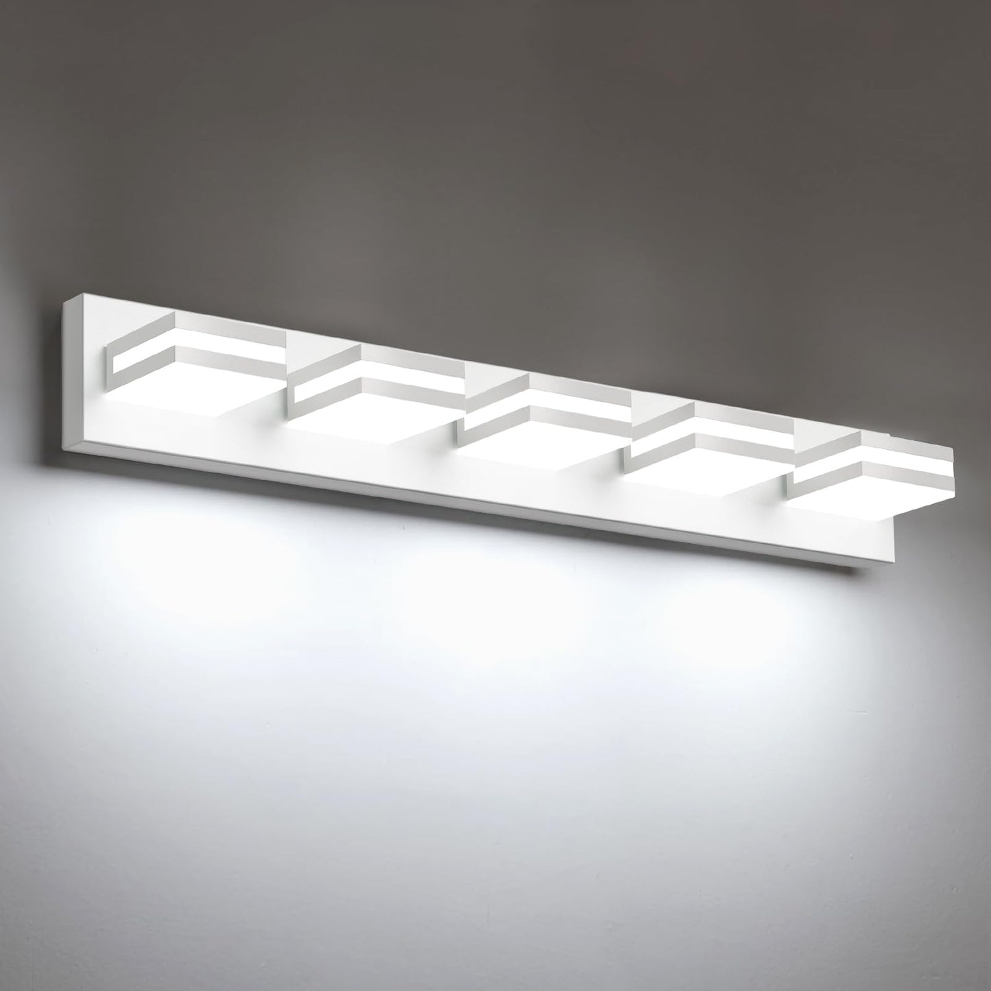 IZORRO LED Modern Bathroom Lights Fixtures(4-Light,Dimmable,360°Rotate),Matte Black Acrylic Wall Lighting,Vanity Lights for Bathroom Over Mirror - 6000k 24In （No Assembly Required）