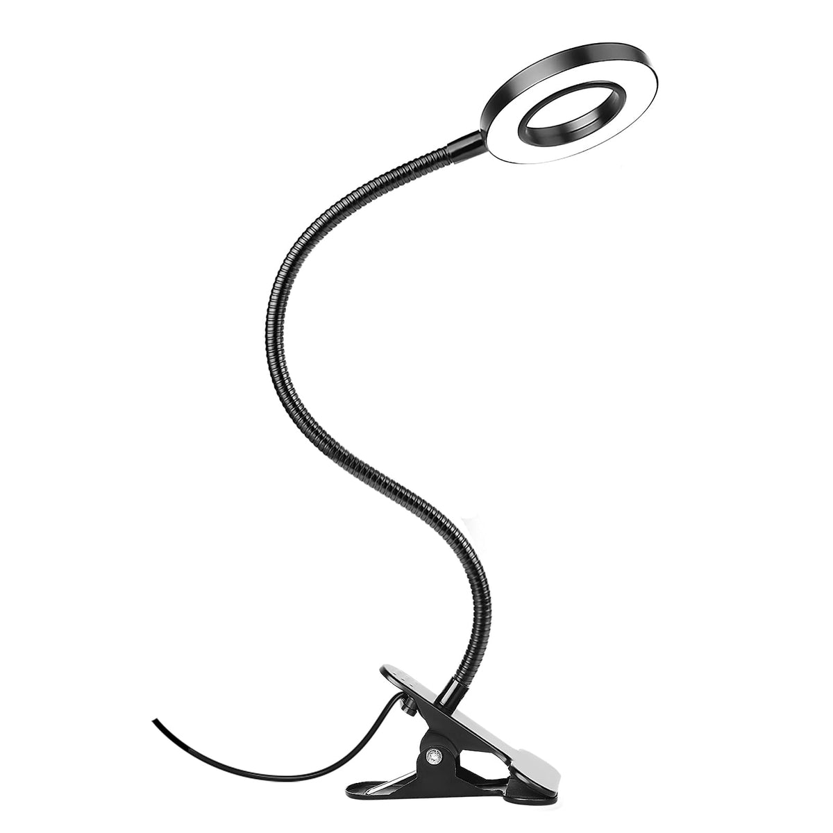 Woputne Desk Lamp Clip on Light for Bed Book Reading (Black) | 10 Dimmable Brightness 3 Light Modes Desk Lights for Home Office Clamp Bedside Lamp for Painting, Craft, Study