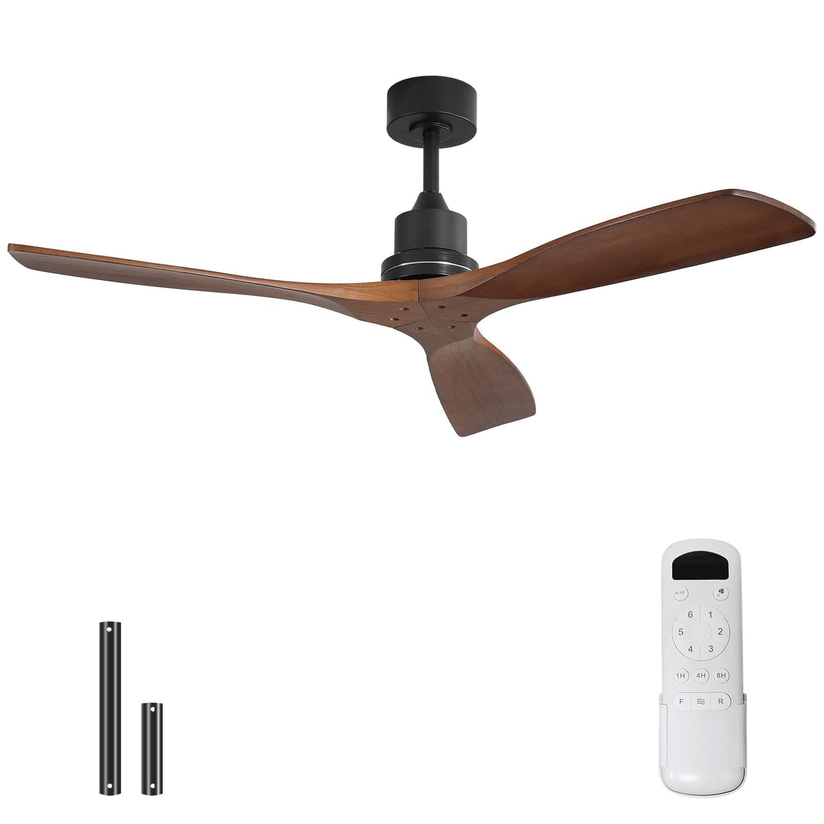 Sofucor 52 Inch Wood Ceiling Fans with Lights and Remote, Indoor/Outdoor | Modern, 3 Blade, Quiet Reversible DC Motor, 3CCT Dimmable, 6 Speeds, Timer, Bedroom/Living Room/Patio/Kitchen, Natural Wood