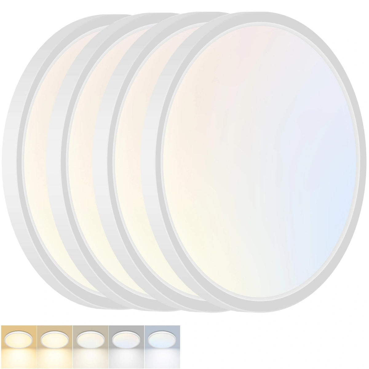 2Pack 12Inch LED Flush Mount Ceiling Light 5 Color Temperatures | 3000K/3500K/4000K/5000K/6500K 24W Black LED Ceiling Light Fixture for Bathroom Closet Kitchen Bedroom Hallway Porch Pantry