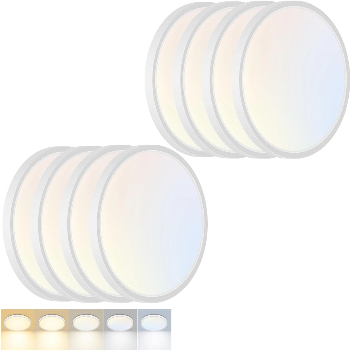 2Pack 12Inch LED Flush Mount Ceiling Light 5 Color Temperatures | 3000K/3500K/4000K/5000K/6500K 24W Black LED Ceiling Light Fixture for Bathroom Closet Kitchen Bedroom Hallway Porch Pantry