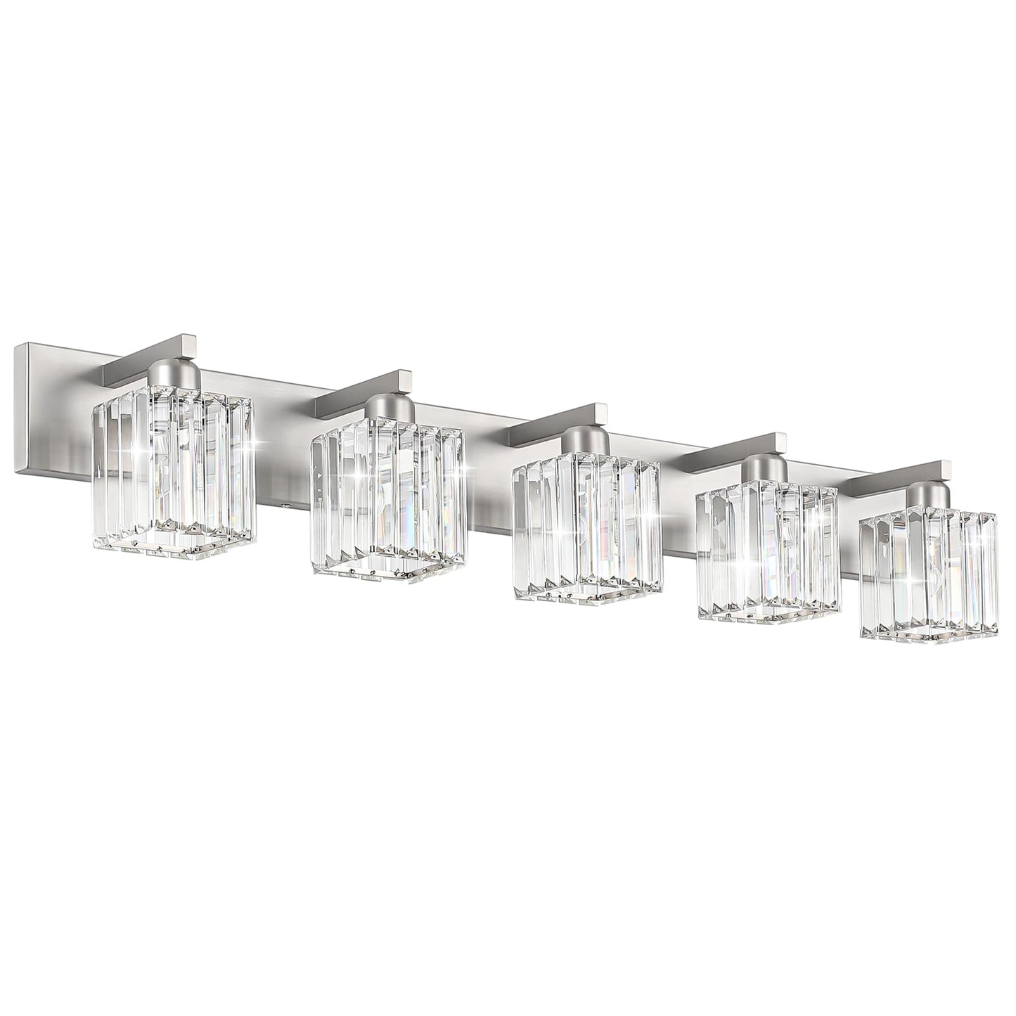 Aipsun Brushed Nickel Vanity Light Bathroom Lighting Fixtures 3 Light Crystal Modern Bathroom Vanity Light (Exclude Bulb)