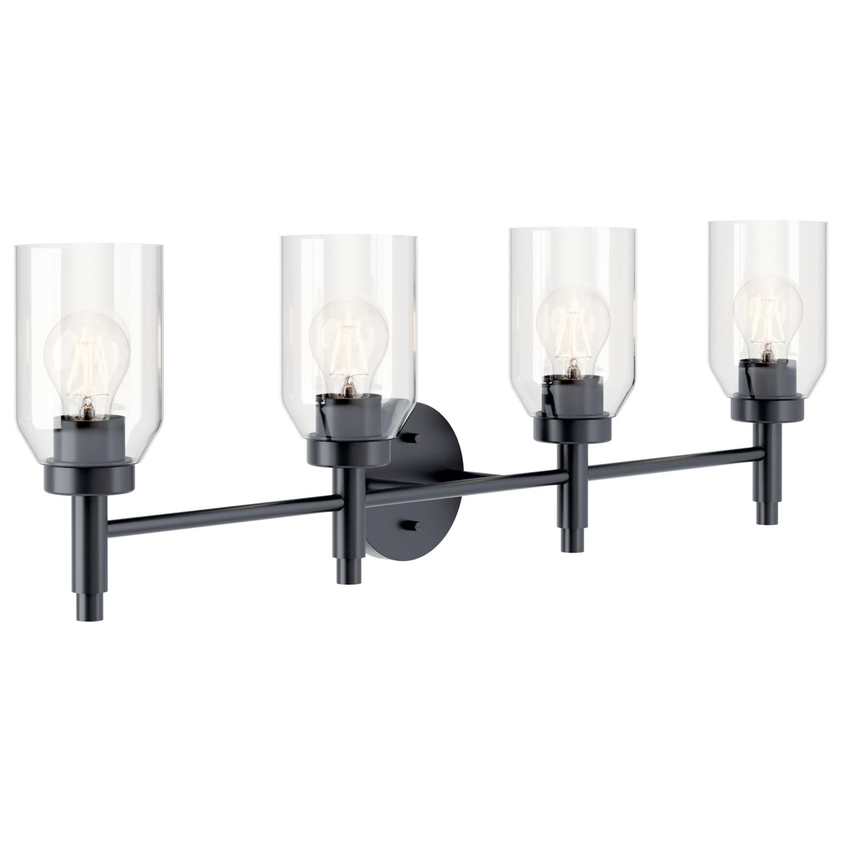 Kichler Madden 3-Light Bathroom Vanity Light, Champagne Bronze | Modern vanity light with clear glass for single bathroom mirrors (24" x 10.5"), 55185CPZ