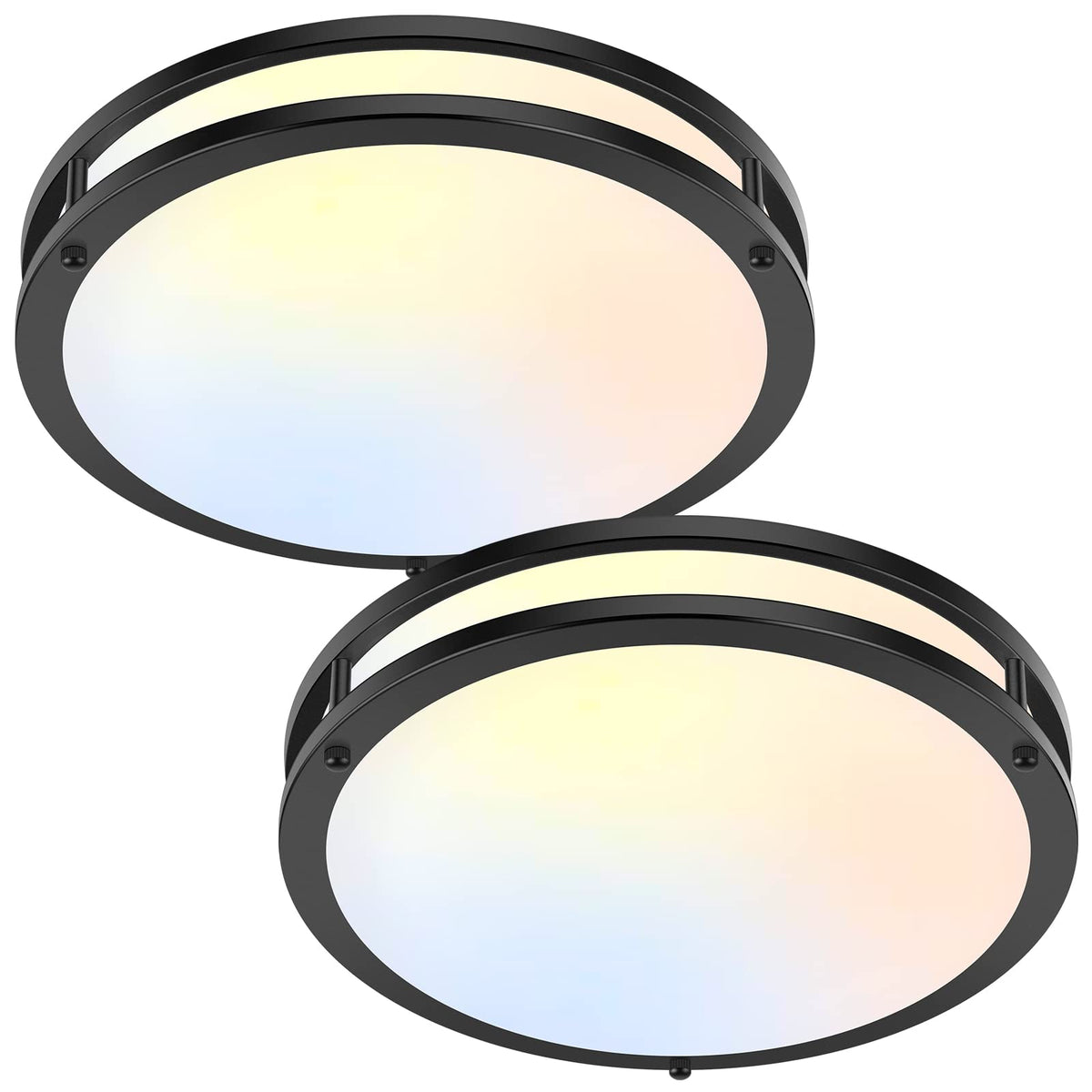 36W LED Ceiling Lights 3600lm Super Bright, Flush Mount Light Fixtures | Dimmable, 6500K/5000K/4000K/3000K/2700K Adjusted Modern Ceiling Lights 2PACK, 13in Ceiling Lamps for Bedroom Kitchen, Nickle