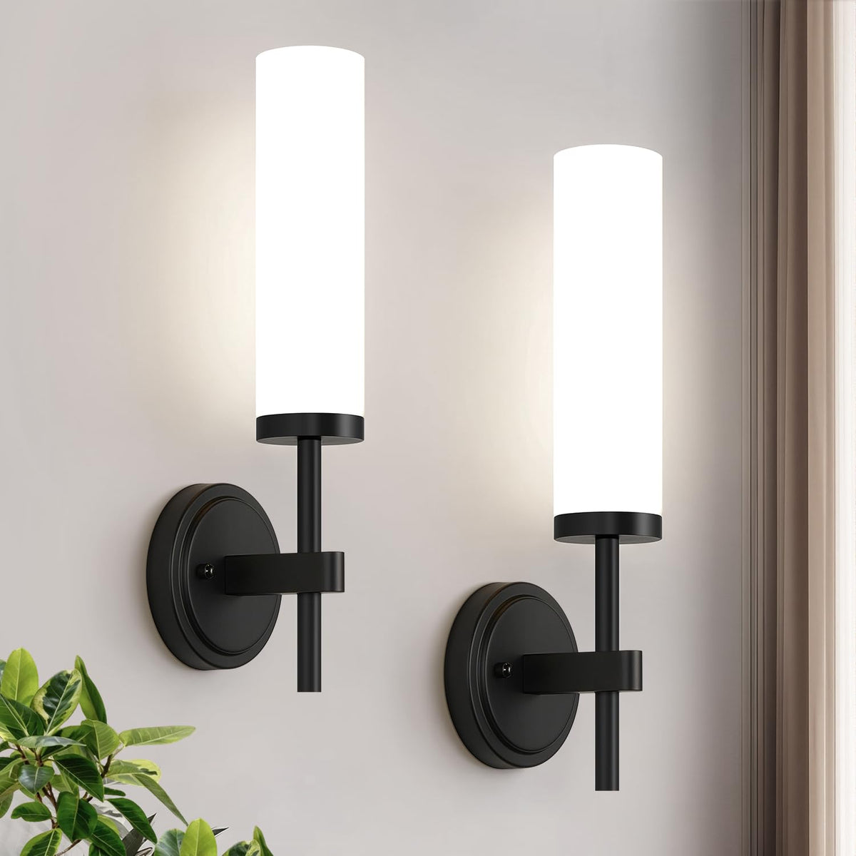 [Hardwired] Wall Sconces Set of Two, Brushed Gold Bathroom Sconces with Clear Glass, Modern Wall Light Fixtures for Bathroom Mirror Vanity, Living Room, Bedroom, Hallway, Stairway, Cabinet, Foyer