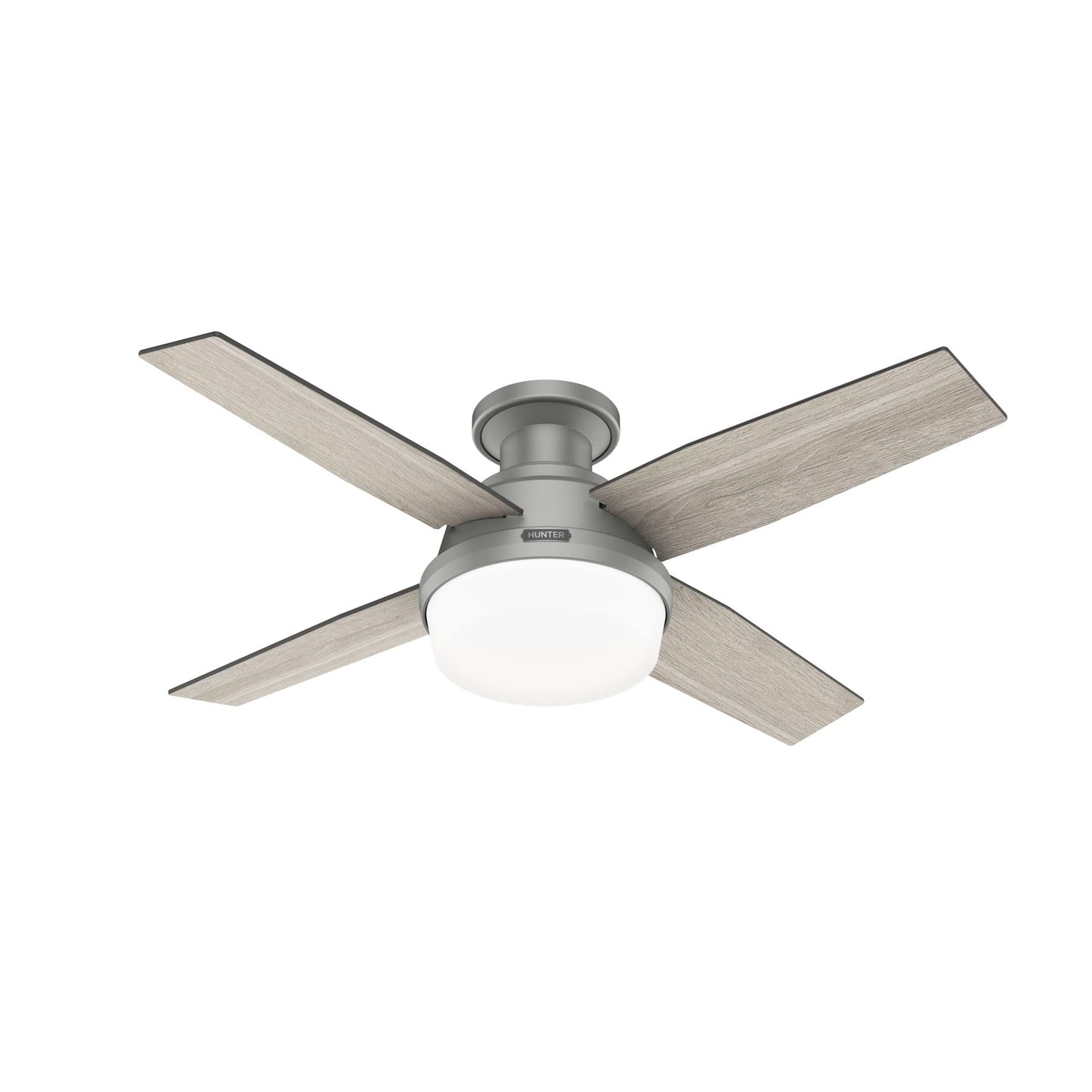 Hunter 44 inch Indoor Ceiling Fan with LED Light and Remote Control - White Modern Ceiling Fan, Low Profile Mount, 4 Blades, For Bedroom, Living Room, or Kitchen, Quiet - Dempsey 59244, Fresh White | with LED Light and Remote Control, Low Profile Mount, 4
