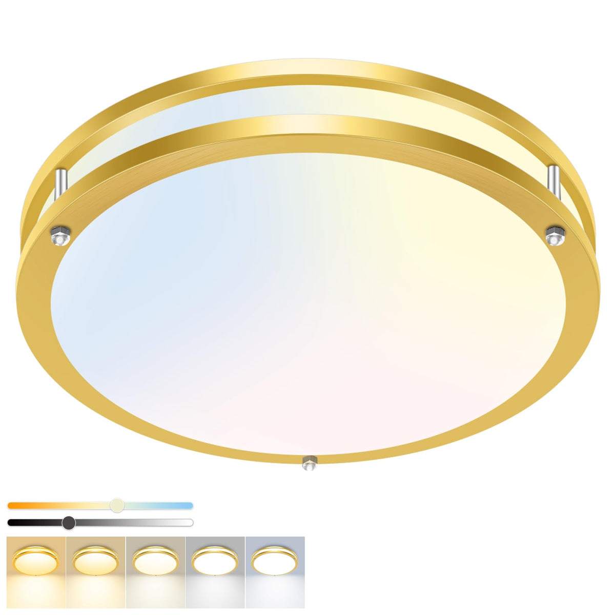 hepside 13inch Flush Mount Ceiling Light Fixture 2 Pack, Dimmable & 5 Color Temperatures Ceiling Light Black, 24W 3000K 3500K 4000K 5000K 6500K Adjustable Ceiling Lamps for Bathroom Bedroom Hallway