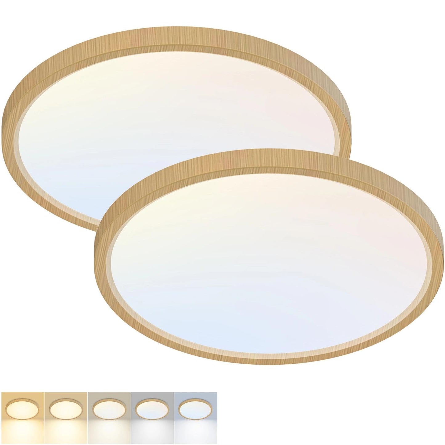 2Pack 12Inch LED Flush Mount Ceiling Light 5 Color Temperatures | 3000K/3500K/4000K/5000K/6500K 24W Black LED Ceiling Light Fixture for Bathroom Closet Kitchen Bedroom Hallway Porch Pantry