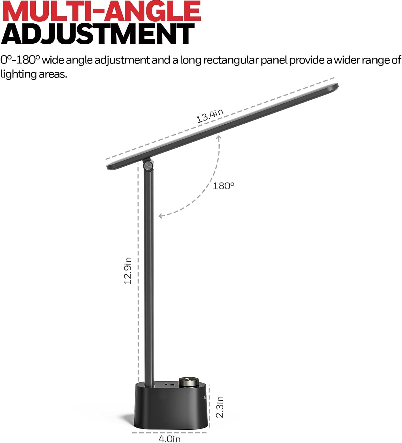 Honeywell H01 Pro Eye-Caring Compact LED Desk Lamp for Reading Home Office | Sunturalux Chips, CRI≥95, 3000K-5500K, A+C Charging, Dimmable Desk Light for College Dorm, Black
