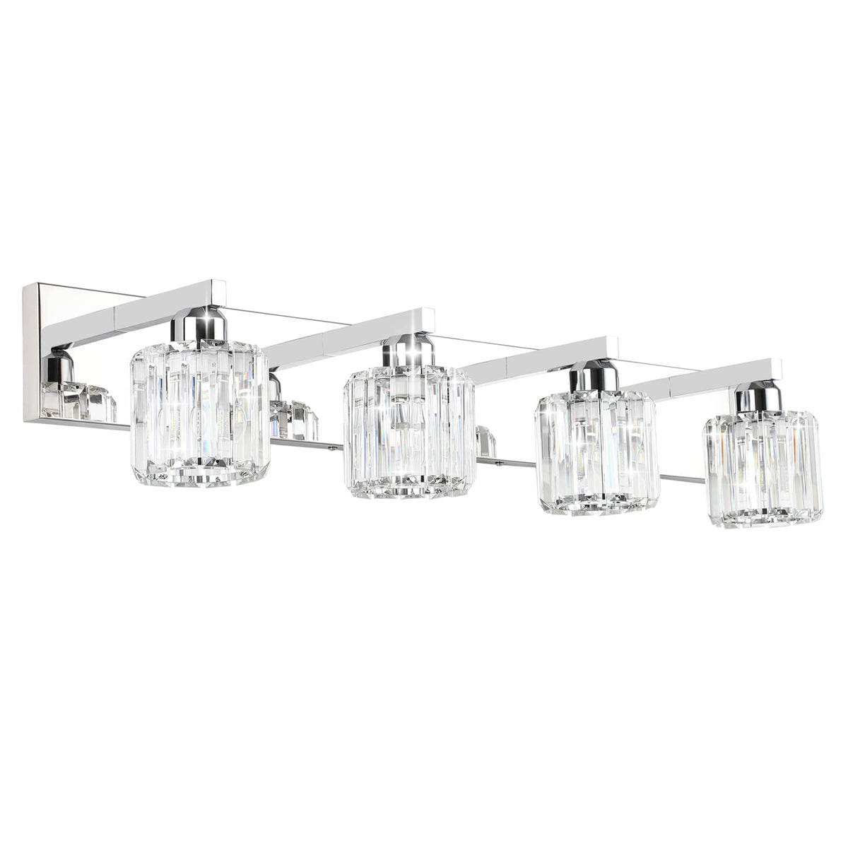 Aipsun Brushed Nickel Vanity Light Bathroom Lighting Fixtures 3 Light Crystal Modern Bathroom Vanity Light (Exclude Bulb)