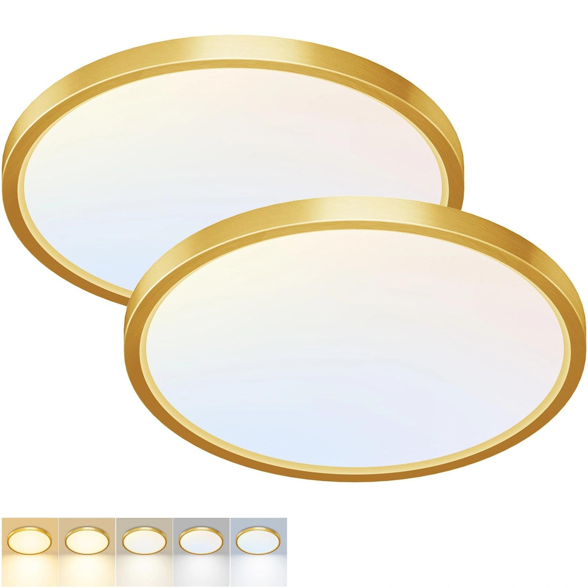 2Pack 12Inch LED Flush Mount Ceiling Light 5 Color Temperatures | 3000K/3500K/4000K/5000K/6500K 24W Black LED Ceiling Light Fixture for Bathroom Closet Kitchen Bedroom Hallway Porch Pantry