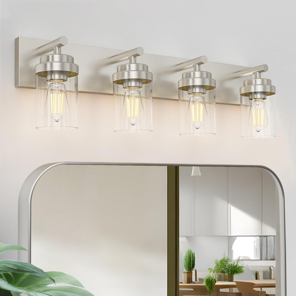 IZORRO Bathroom Vanity Light Fixture, 3-Light 22 Inch Matte Black Bathroom Light Fixtures Over Mirror, with Clear Glass Shade, Modern Farmhouse Vanity Lights, Rustic Restroom Lighting Fixtures