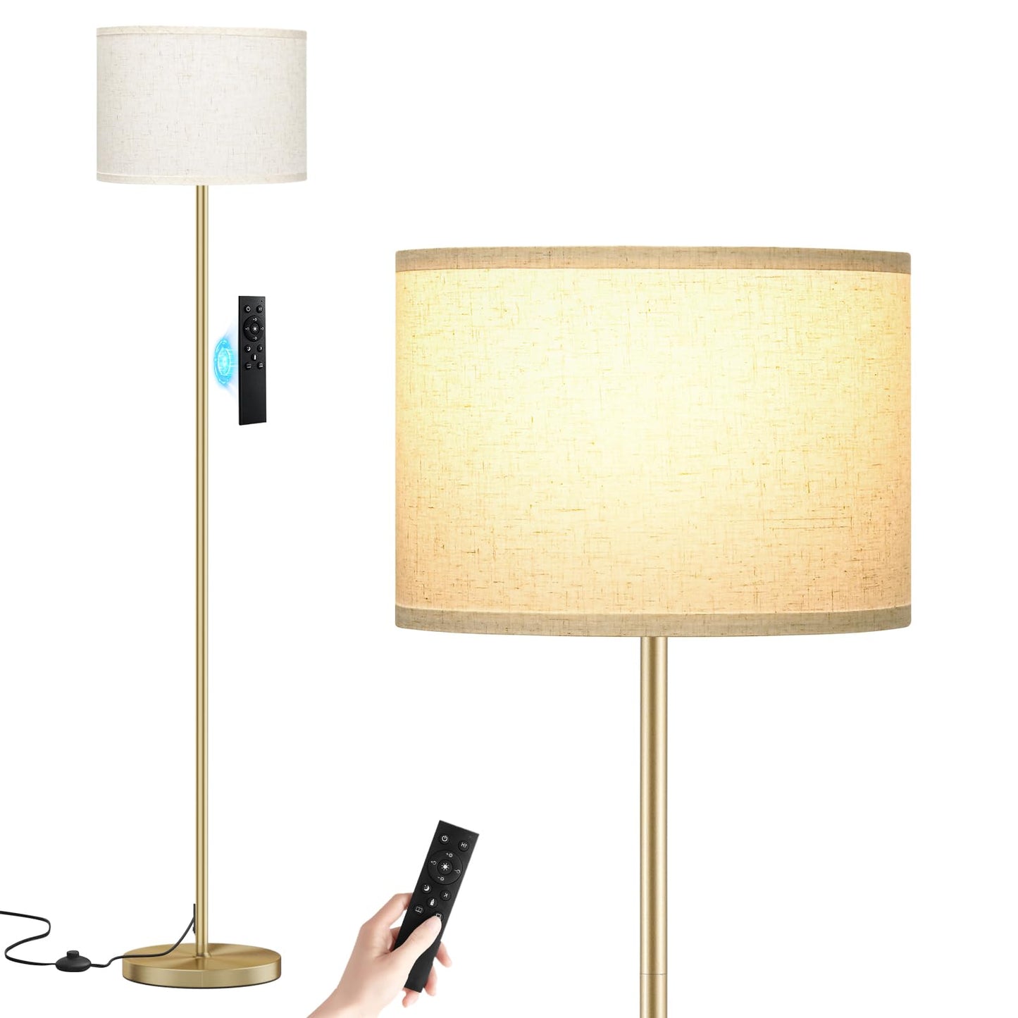 Modern Floor Lamp Simple Design with White Shade & Foot Pedal Switch | 60" Black Floor Lamp(Without Bulb), Tall Lamps for Living Room Bedroom Office Dining Room Kitchen
