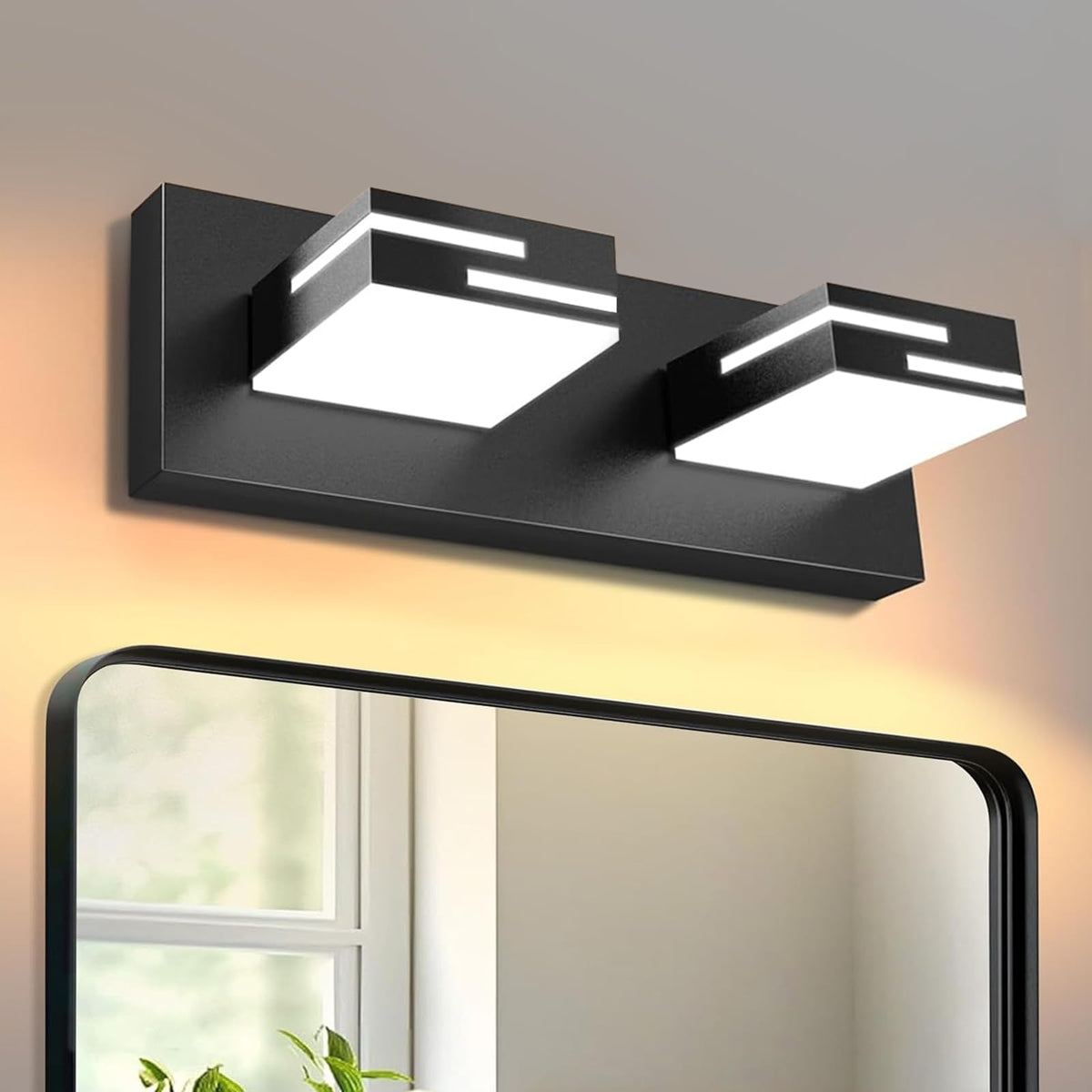 LED Modern Bathroom Vanity Light Fixtures, Dimmable Matte Black Vanity Lights for Bathroom Lighting Fixtures Over Mirror, with 360° Rotatable Acrylic Heads 4-Light 30-inch (Cool White 6000K)