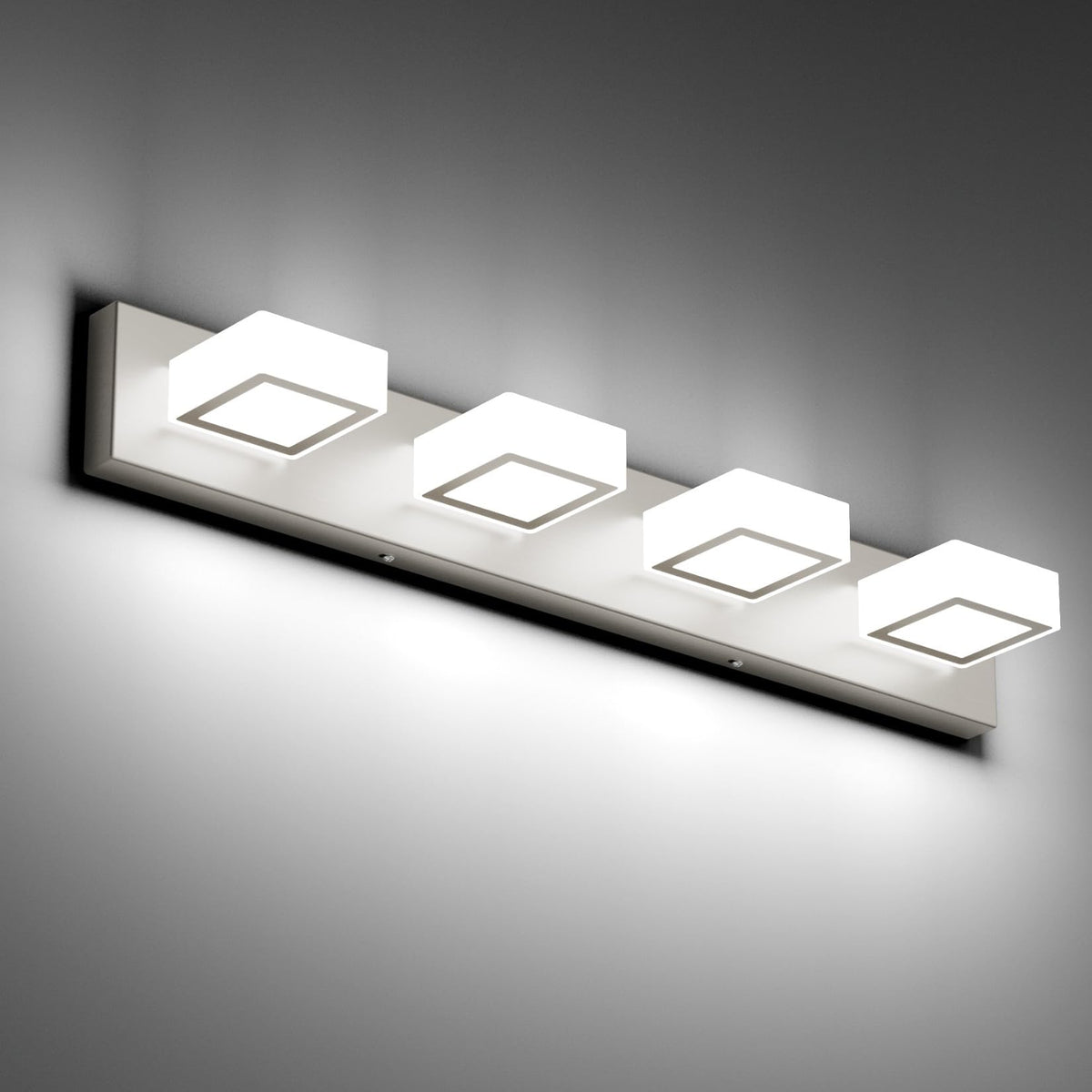 Ralbay LED Black 4 Lights Acrylic Lighting Fixtures Modern Matte Black Bathroom Vanity Lights