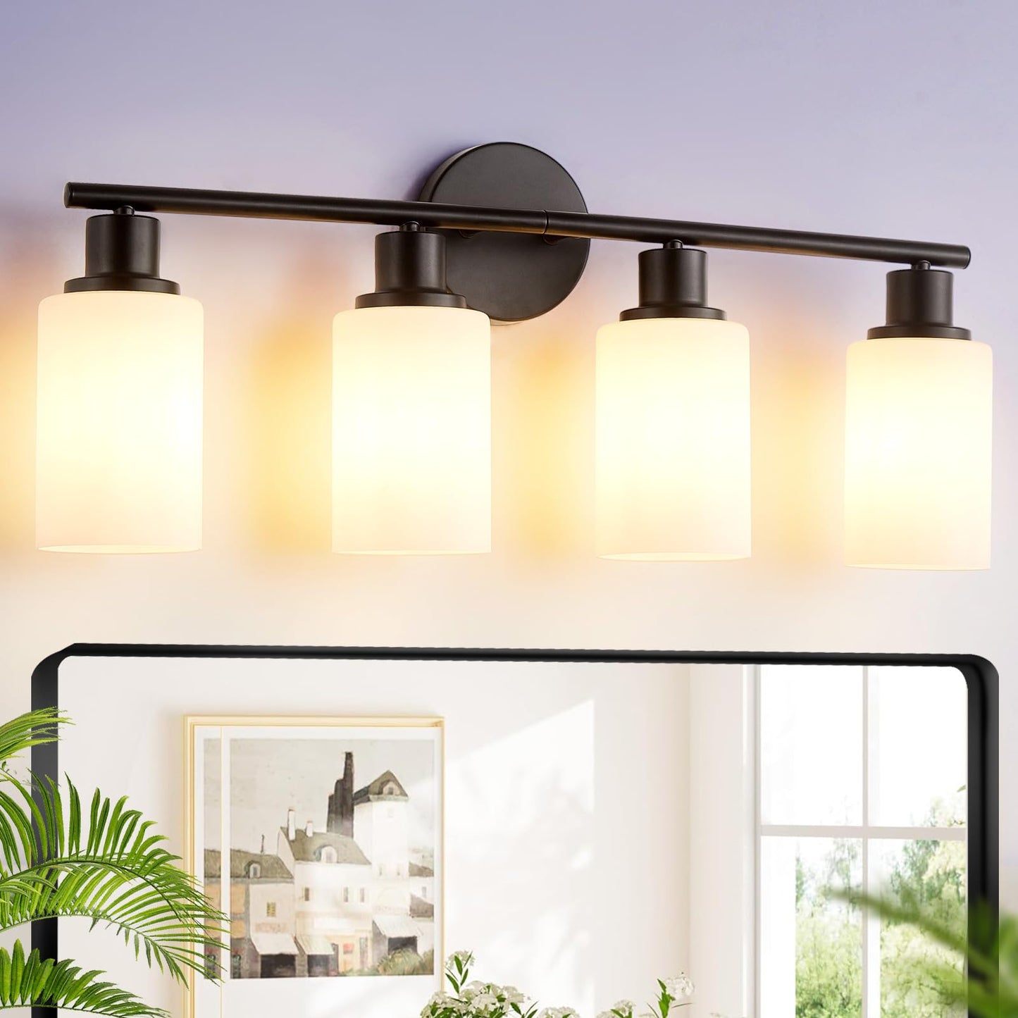 DLLT 3-Light Bathroom Light Fixtures: Set of 2 Black Modern Vanity Lights with Clear Glass Shade - 18.51" Bathroom Wall Lamp for Mirror Kitchen Living Room
