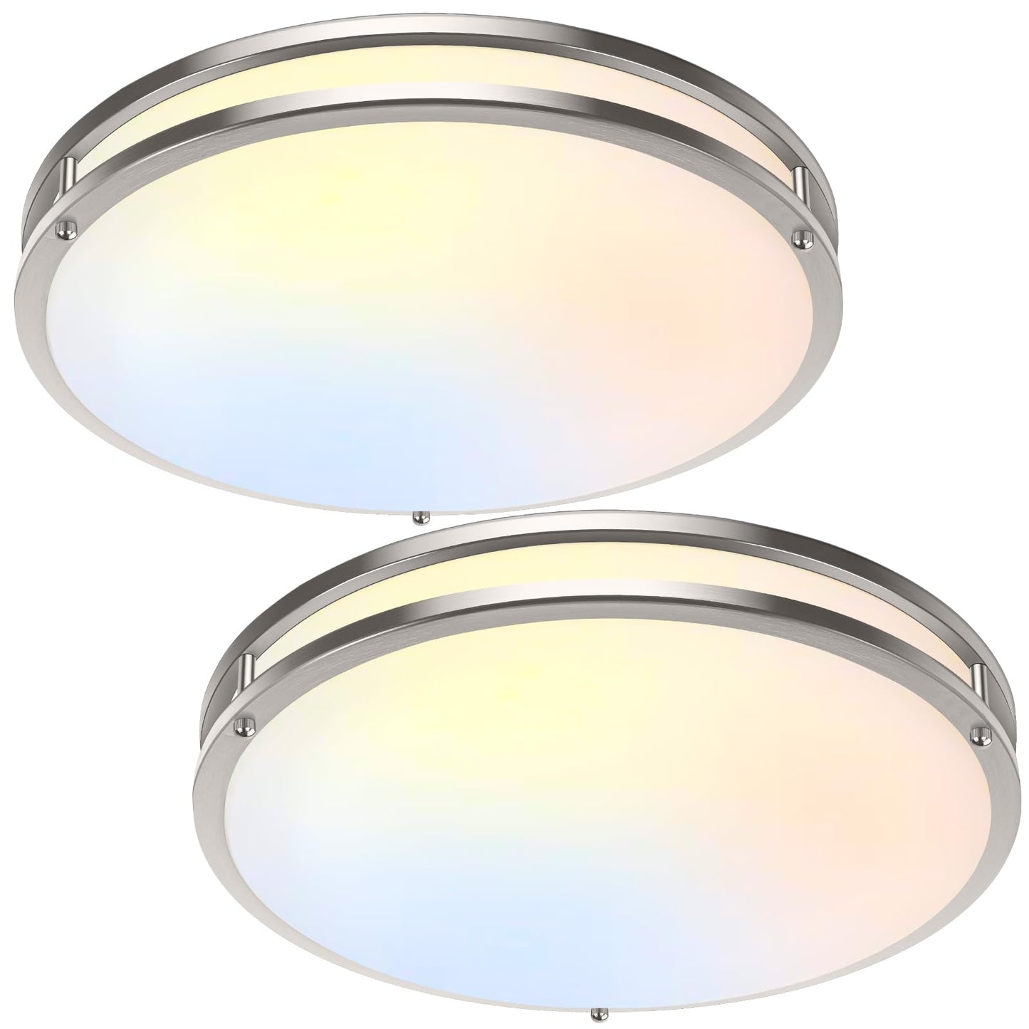 36W LED Ceiling Lights 3600lm Super Bright, Flush Mount Light Fixtures | Dimmable, 6500K/5000K/4000K/3000K/2700K Adjusted Modern Ceiling Lights 2PACK, 13in Ceiling Lamps for Bedroom Kitchen, Nickle