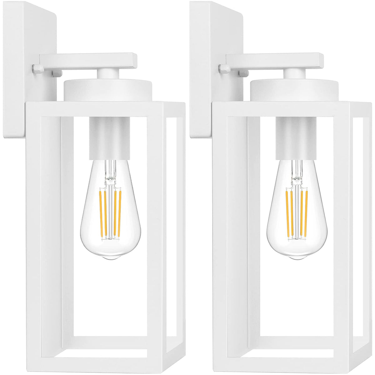 Outdoor Wall Light Fixtures, Modern Black Exterior Wall Lanterns | Waterproof Metal Construction, Rust-resistant, Quick & Easy Installation, Clear Glass Shades & Standard E26 Socket