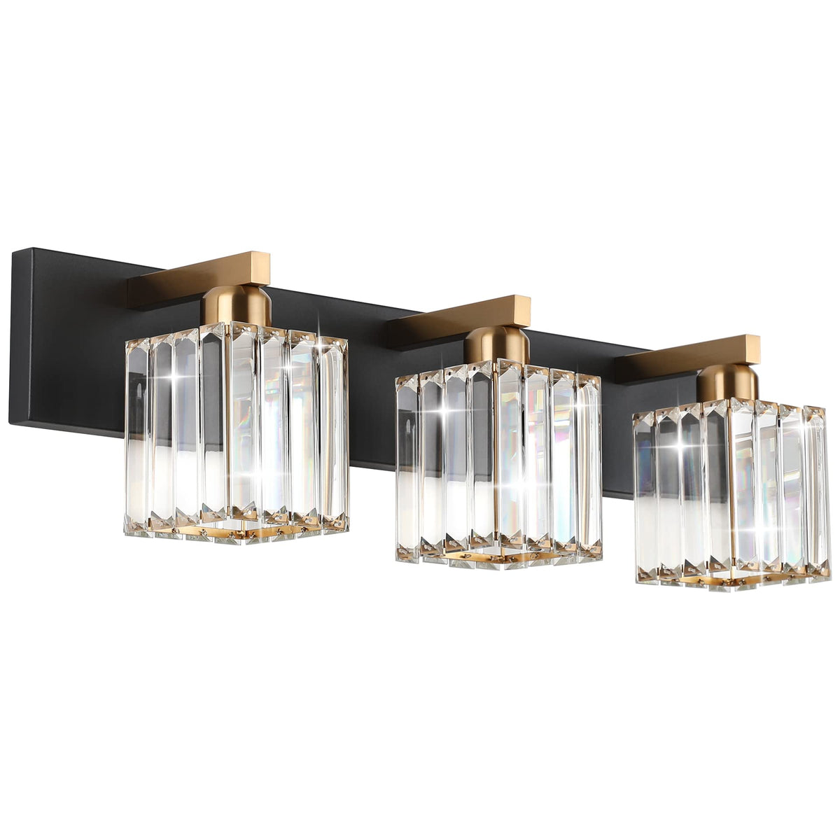 Aipsun Brushed Nickel Vanity Light Bathroom Lighting Fixtures 3 Light Crystal Modern Bathroom Vanity Light (Exclude Bulb)