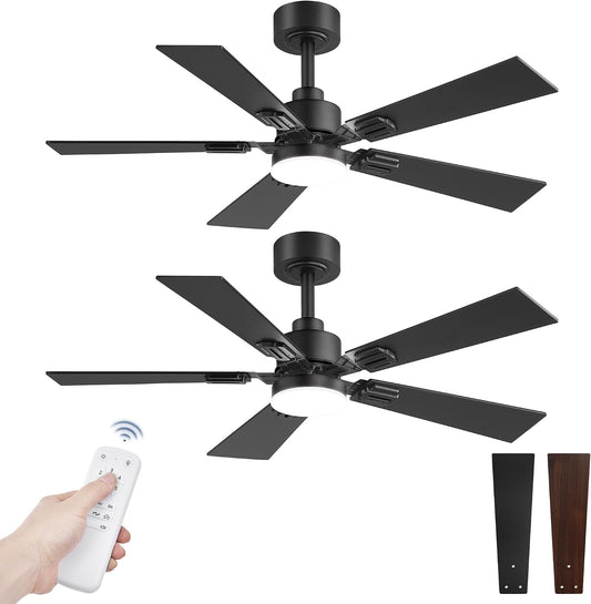 Fanbulous 2 Pack of 42 Inch Modern Ceiling Fans with Lights & Remote, Black