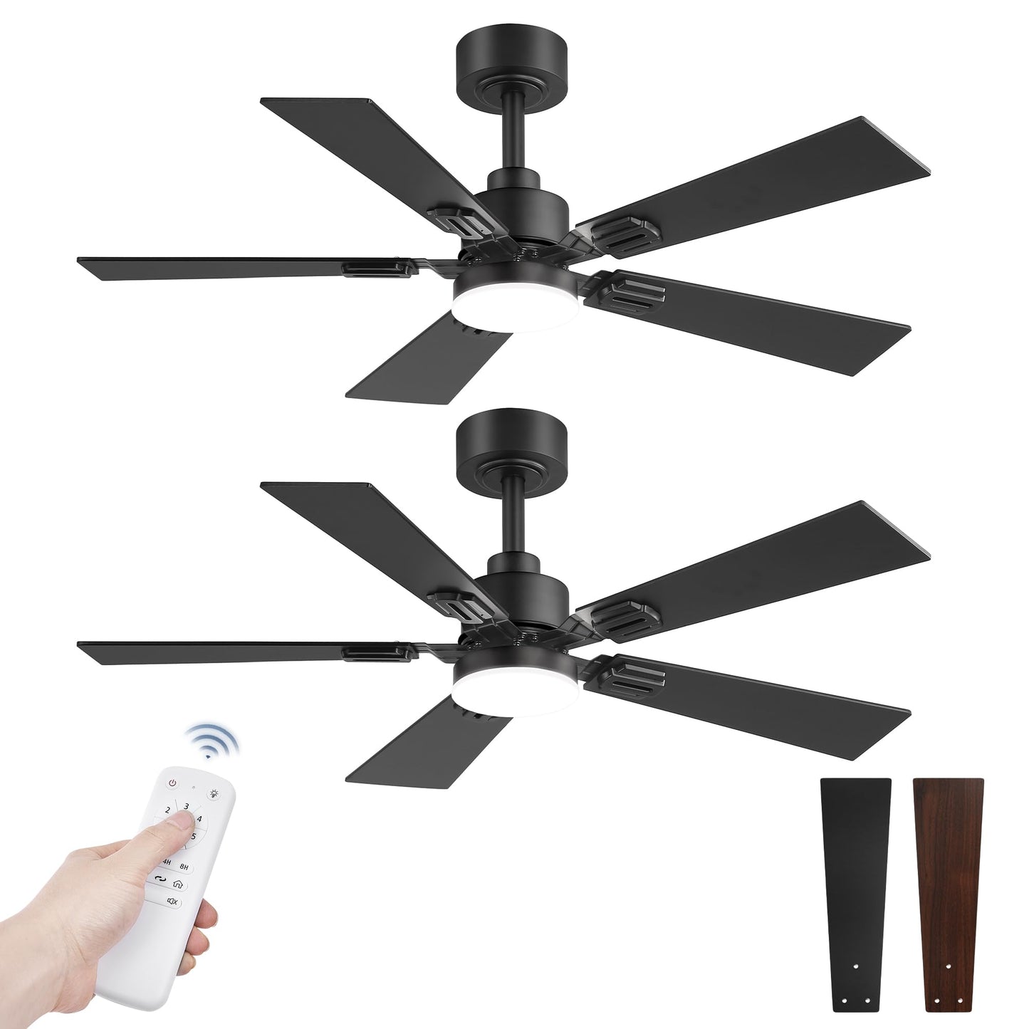 Fanbulous 2 Pack of 42 Inch Modern Ceiling Fans with Lights & Remote, Black