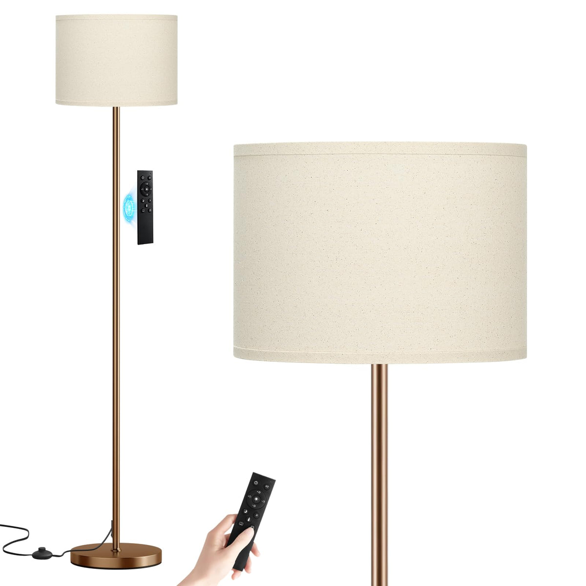 Modern Floor Lamp Simple Design with White Shade & Foot Pedal Switch | 60" Black Floor Lamp(Without Bulb), Tall Lamps for Living Room Bedroom Office Dining Room Kitchen