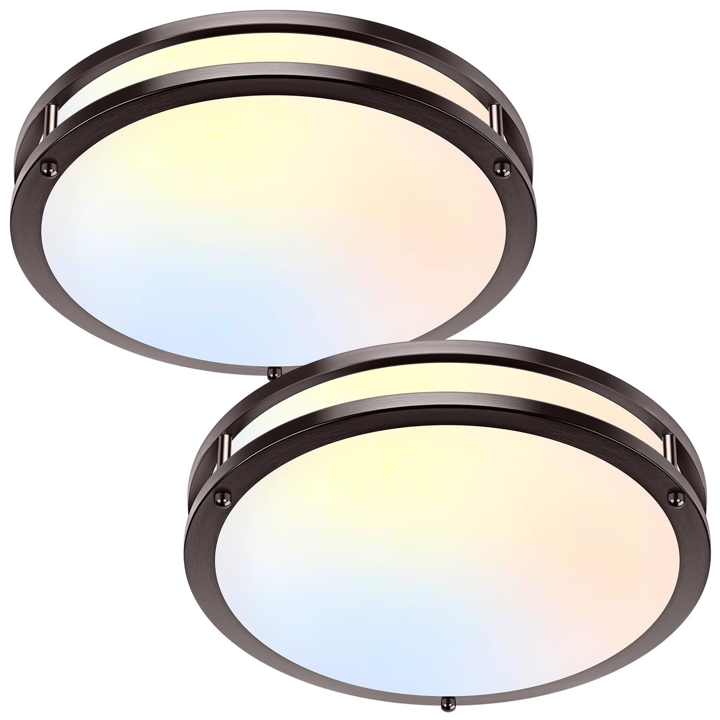 36W LED Ceiling Lights 3600lm Super Bright, Flush Mount Light Fixtures | Dimmable, 6500K/5000K/4000K/3000K/2700K Adjusted Modern Ceiling Lights 2PACK, 13in Ceiling Lamps for Bedroom Kitchen, Nickle