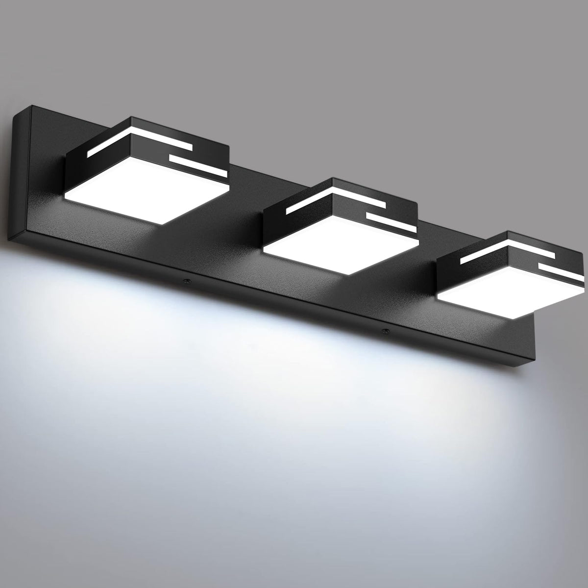 LED Modern Bathroom Vanity Light Fixtures, Dimmable Matte Black Vanity Lights for Bathroom Lighting Fixtures Over Mirror, with 360° Rotatable Acrylic Heads 4-Light 30-inch (Cool White 6000K)