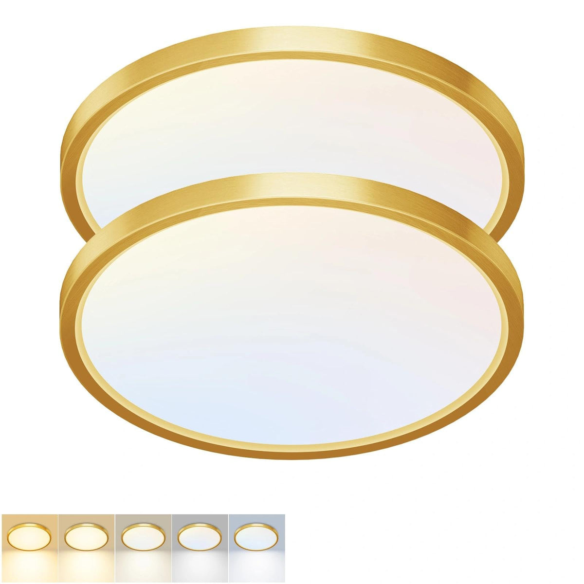 2Pack 12Inch LED Flush Mount Ceiling Light 5 Color Temperatures | 3000K/3500K/4000K/5000K/6500K 24W Black LED Ceiling Light Fixture for Bathroom Closet Kitchen Bedroom Hallway Porch Pantry