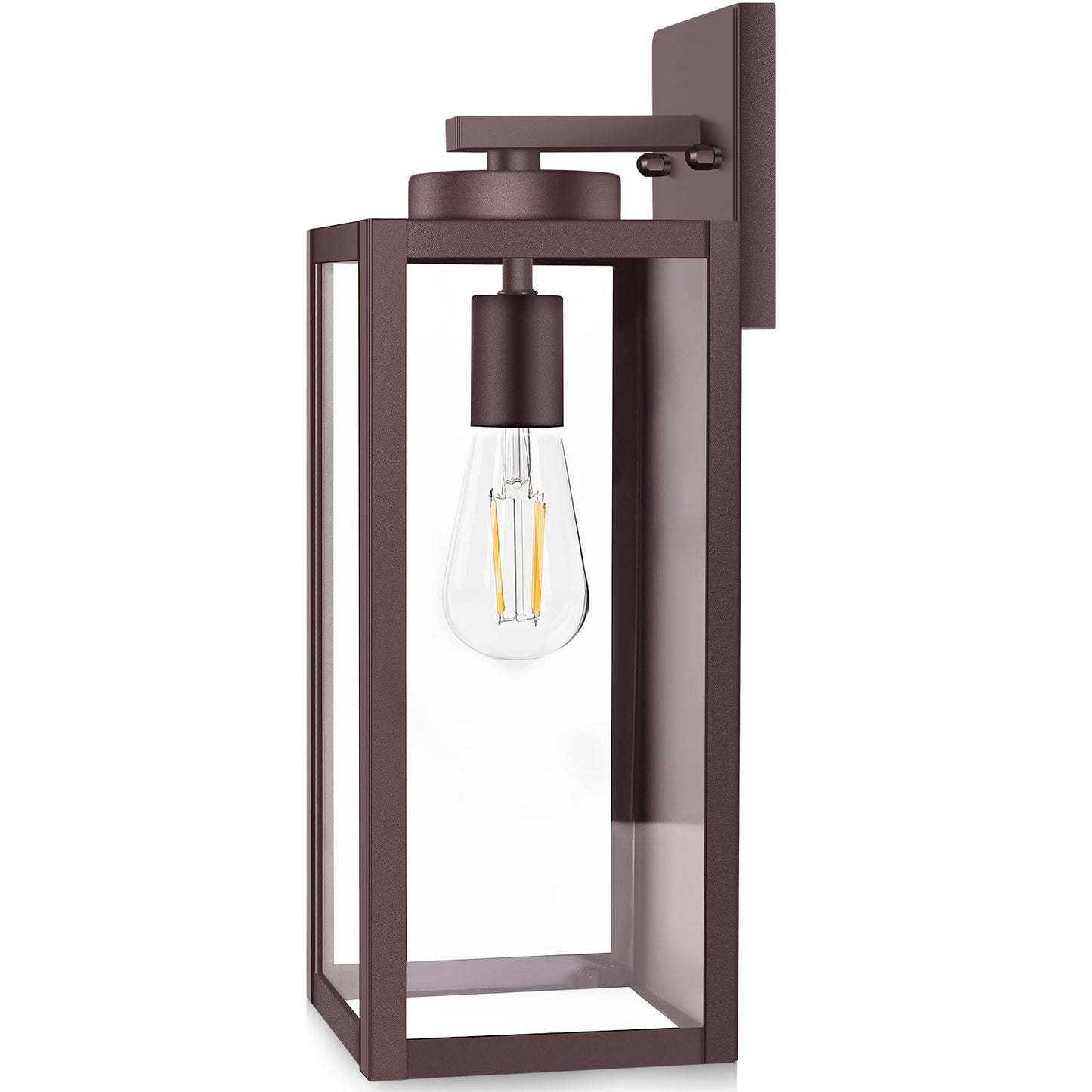 Outdoor Wall Light Fixture, Modern Outside Porch Sconce, Black | Waterproof, Rust-Resistant, Durable Metal with Clear Glass, Standard E26 Socket, Easy to Install