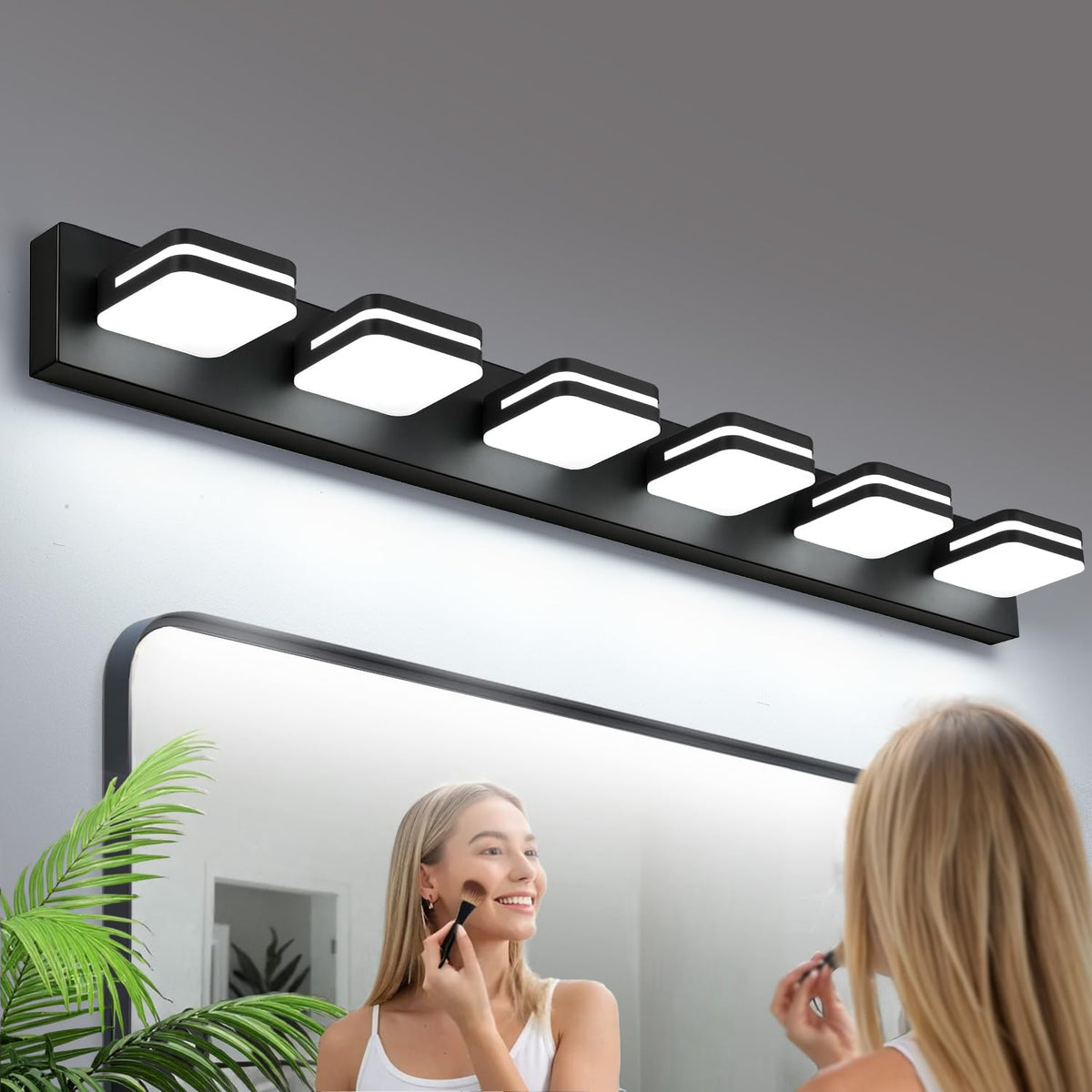 Torondo 360° Rotate LED Bathroom Vanity Light Fixtures, Acrylic Vanity Lights for Bathroom, Modern Wall Lighting Fixtures Over Mirror Living, Brushed Nickel, Natural White, 3-Light, 17-Inch