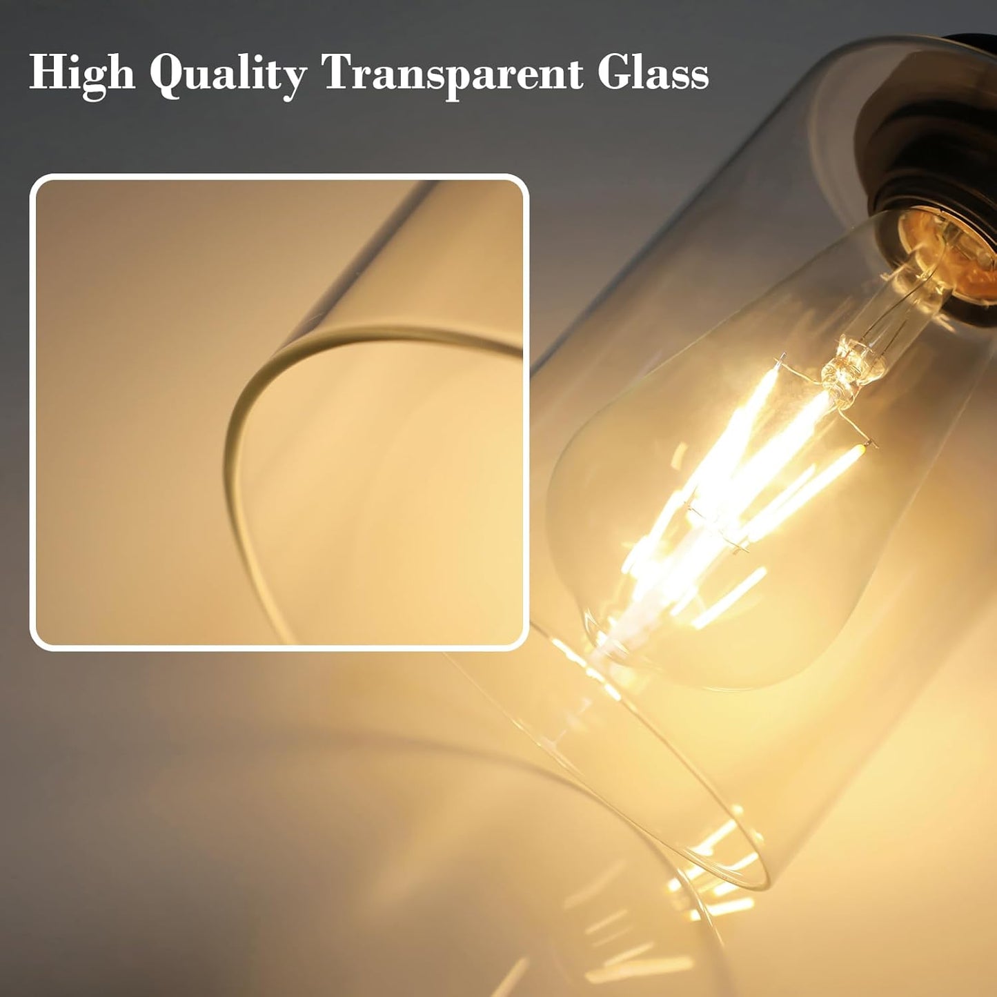 Modern Bathroom Light Fixtures, 3 Light Vanity Lights, Black Wall Lamp with Clear Glass for Bathroom, Mirror, Living Room, Bedroom, Hallway, E26 Base