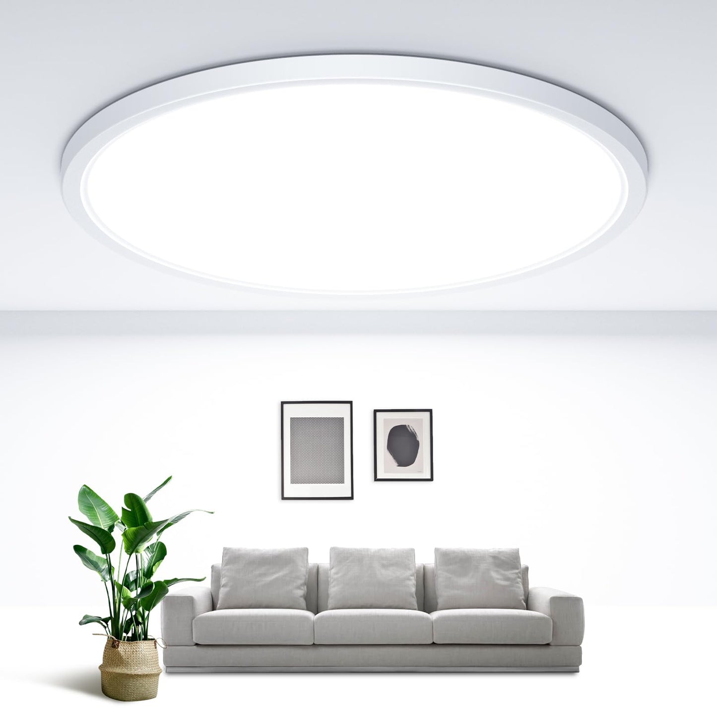 12Inch LED Ceiling Light Flush Mount, 5CCT 3000K-6500K Adjustable Ceiling Light Fixture, 2400LM 24W Bright White Flat Lighting Fixture for Hallway Kitchen Bathroom Bedroom, 6Pack