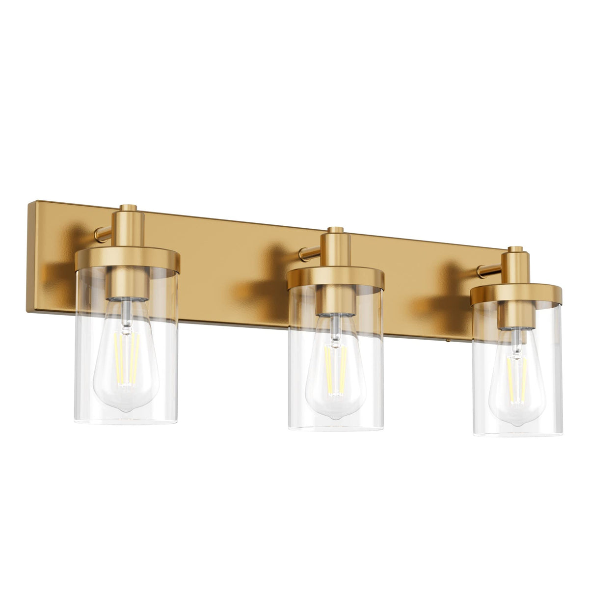 Aipsun Black Vanity Light for Bathroom 3 Light Farmhouse Bathroom Lights Fixtures Over Mirror with Clear Glass Shade(Exclude Bulb)