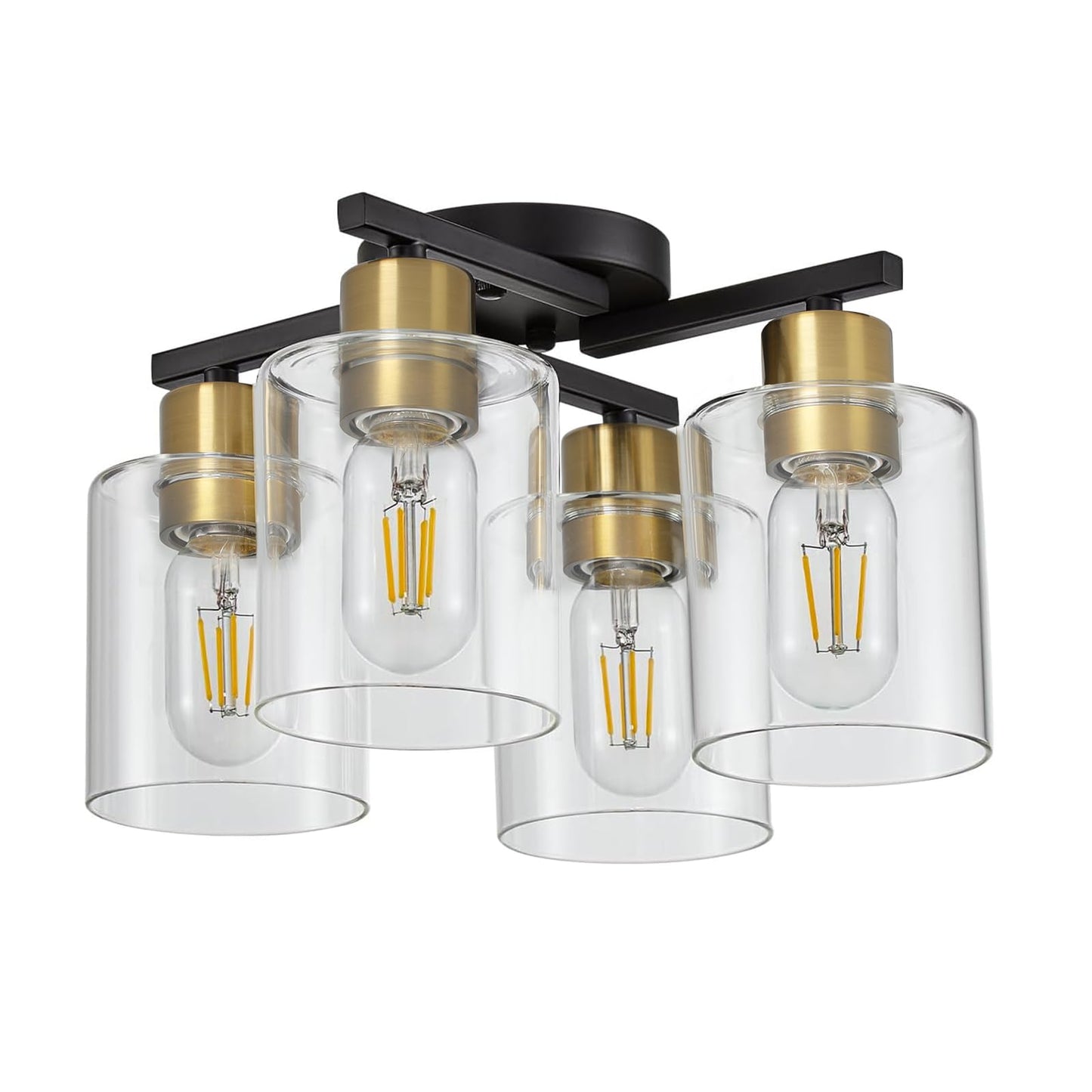 Semi Flush Mount Ceiling Light Kitchen Lighting Fixtures Ceiling Brushed Nickel Kitchen Cieling Light Fixtures with Clear Glass Shade for Dining Room Bedroom Living Room Hallway E26 Scoket
