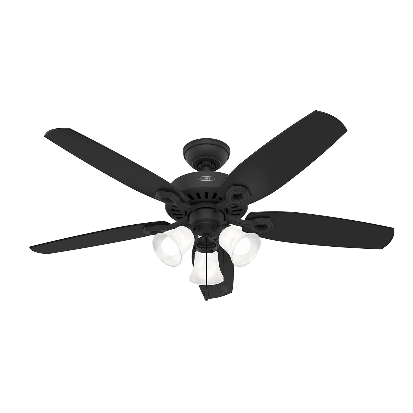 Hunter Builder Plus, Indoor, Ceiling Fan, Pull Chain, 52 inch, New Bronze | with LED Lights, Standard Mount, 5 Blades, For Bedroom, Living Room, Includes Bulbs, 53238