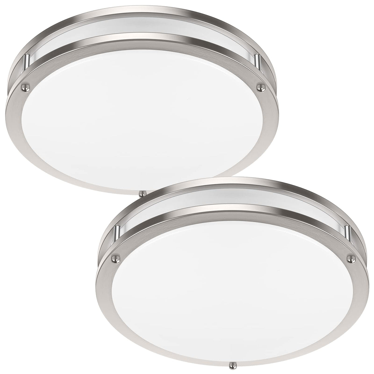 36W LED Ceiling Lights 3600lm Super Bright, Flush Mount Light Fixtures | Dimmable, 6500K/5000K/4000K/3000K/2700K Adjusted Modern Ceiling Lights 2PACK, 13in Ceiling Lamps for Bedroom Kitchen, Nickle