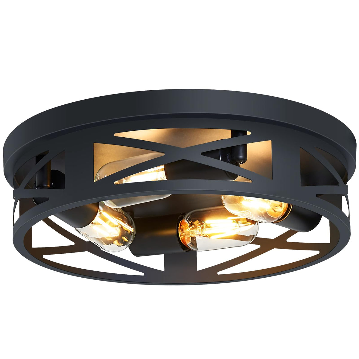 SKEJAO Flush Mount Ceiling Light Fixture,Black 2-Light Hallway Light Fixtures Ceiling,Light Fixtures Ceiling Mount for Farmhouse,Kitchen,Hall,Bedroom,Bathroom (2 Pack)