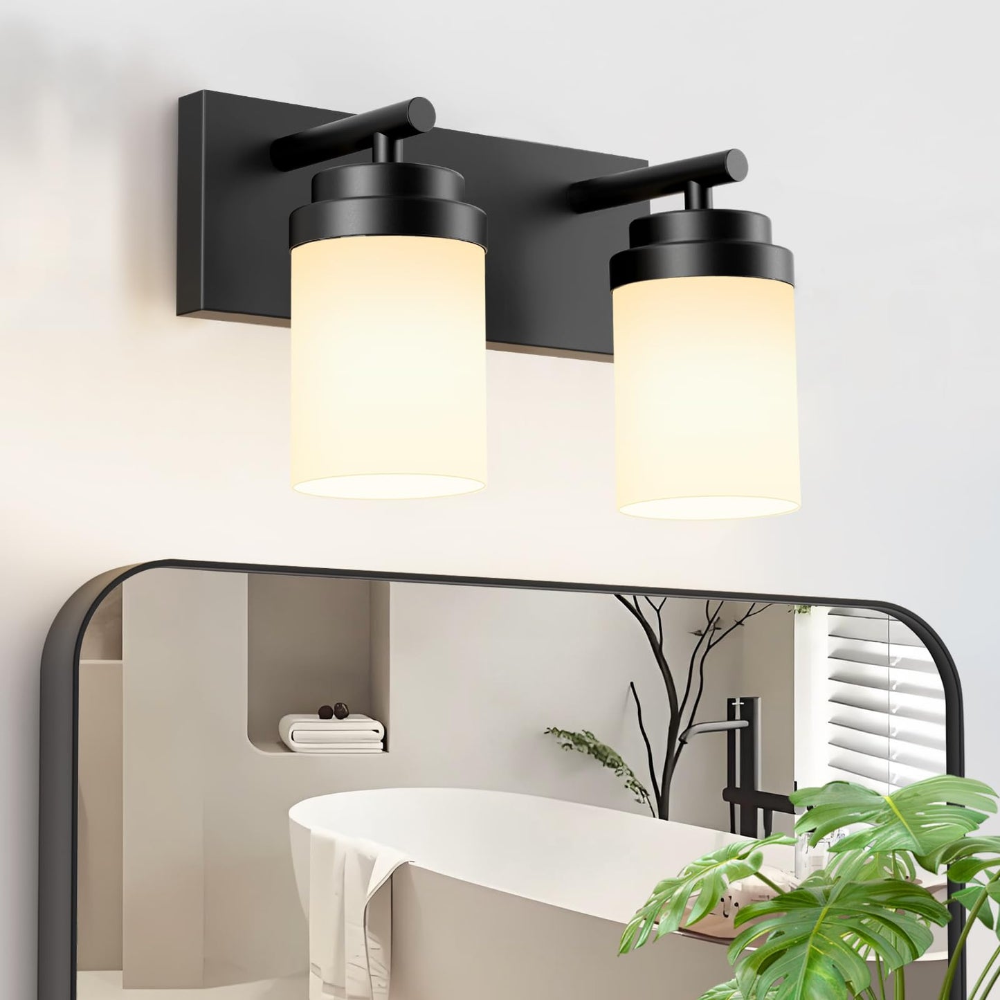 IZORRO Bathroom Vanity Light Fixture, 3-Light 22 Inch Matte Black Bathroom Light Fixtures Over Mirror, with Clear Glass Shade, Modern Farmhouse Vanity Lights, Rustic Restroom Lighting Fixtures