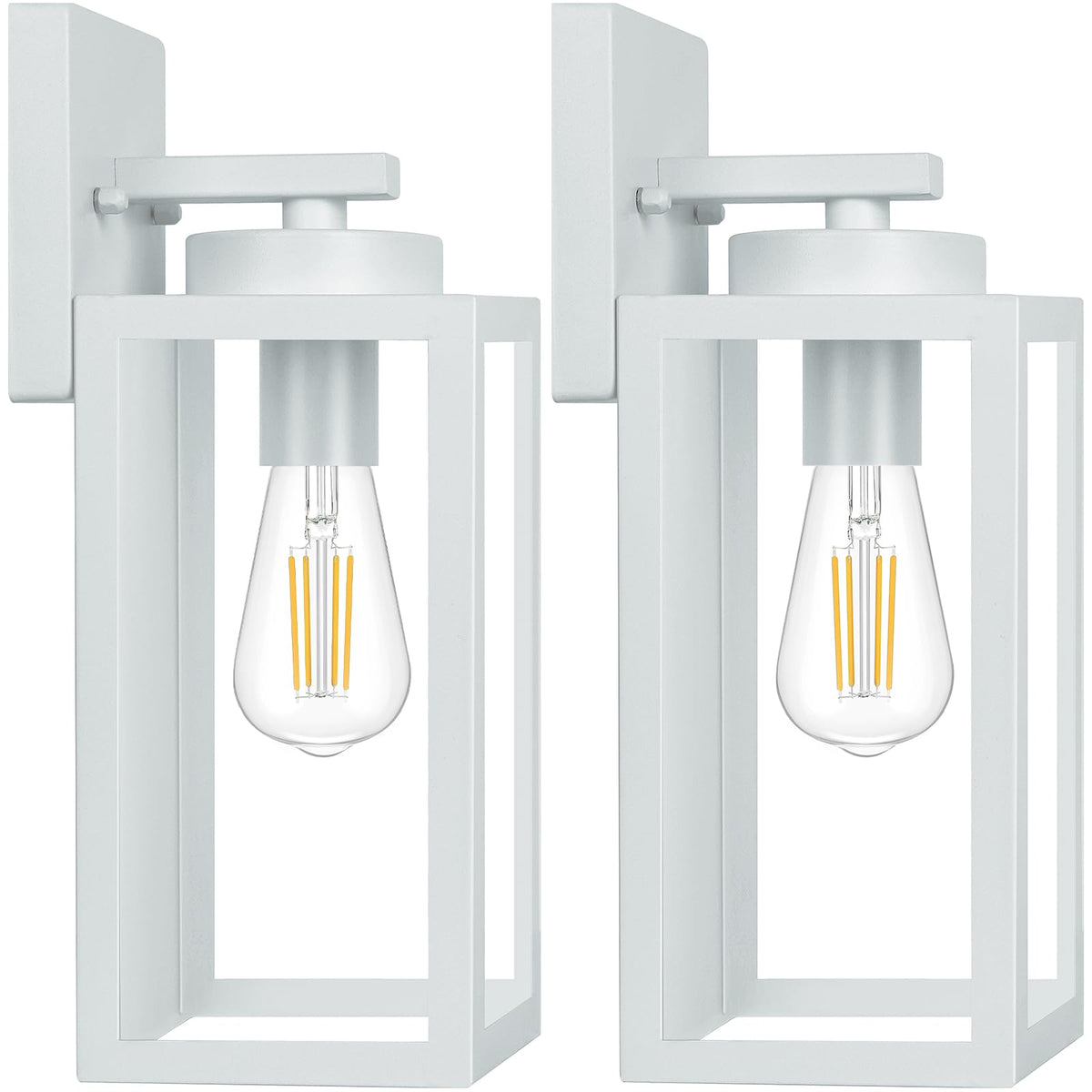 Outdoor Wall Light Fixtures, Modern Black Exterior Wall Lanterns | Waterproof Metal Construction, Rust-resistant, Quick & Easy Installation, Clear Glass Shades & Standard E26 Socket
