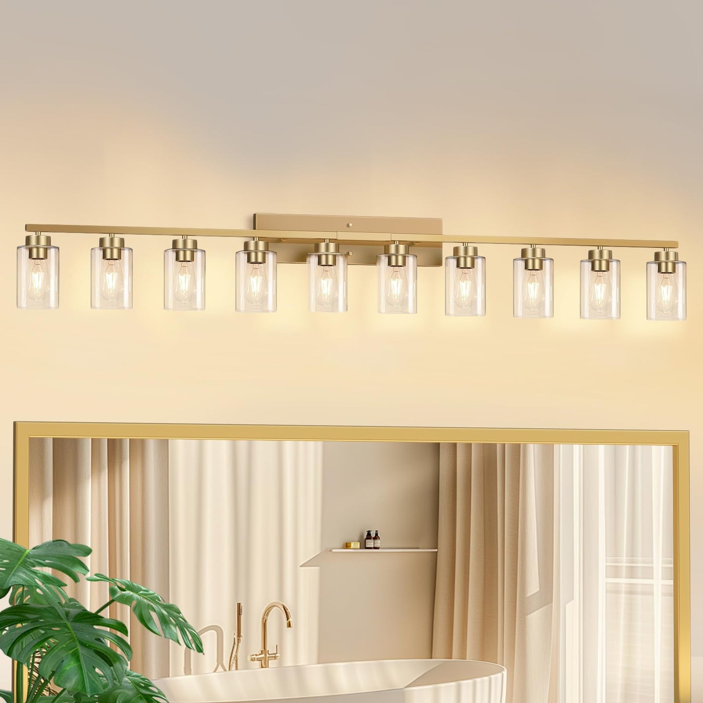 IZORRO Modern Bathroom Light Fixtures, 4 Light Black Vanity Lights, Bathroom Lighting Fixtures Over Mirror with Clear Glass for Living Room Cabinet Bedroom