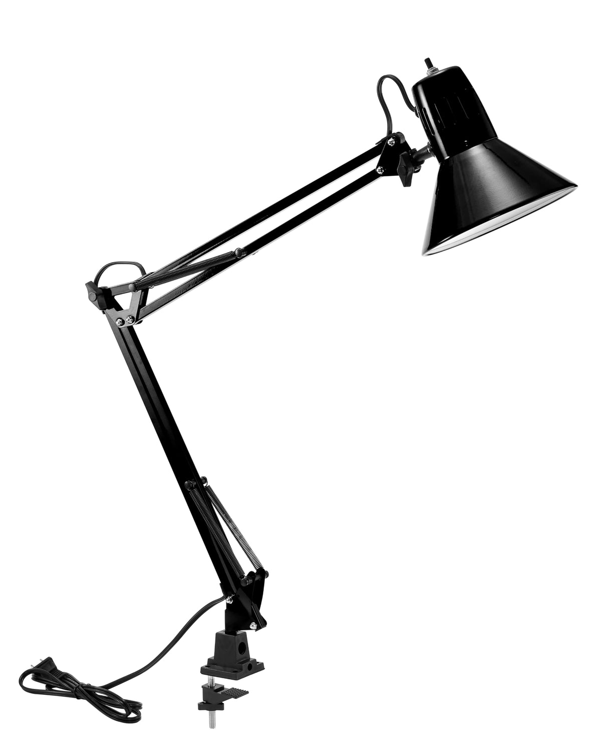 Bostitch Office VLF100D Swing Arm Desk Lamp, Metal, 36" Reach with Multi-Joint Adjustment, Includes Replaceable LED Bulb (VLF), Black