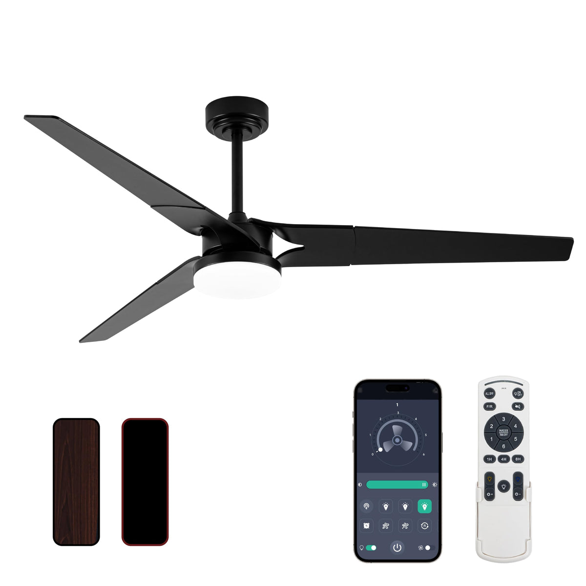 Gold Ceiling Fan with Lights and Remote, 52 In | 3 Blade Style, App Remote Control, Timer, Reversible, 3CCT, 6 Speed, 2 Color Blade for Indoor, Bedroom, Living Room