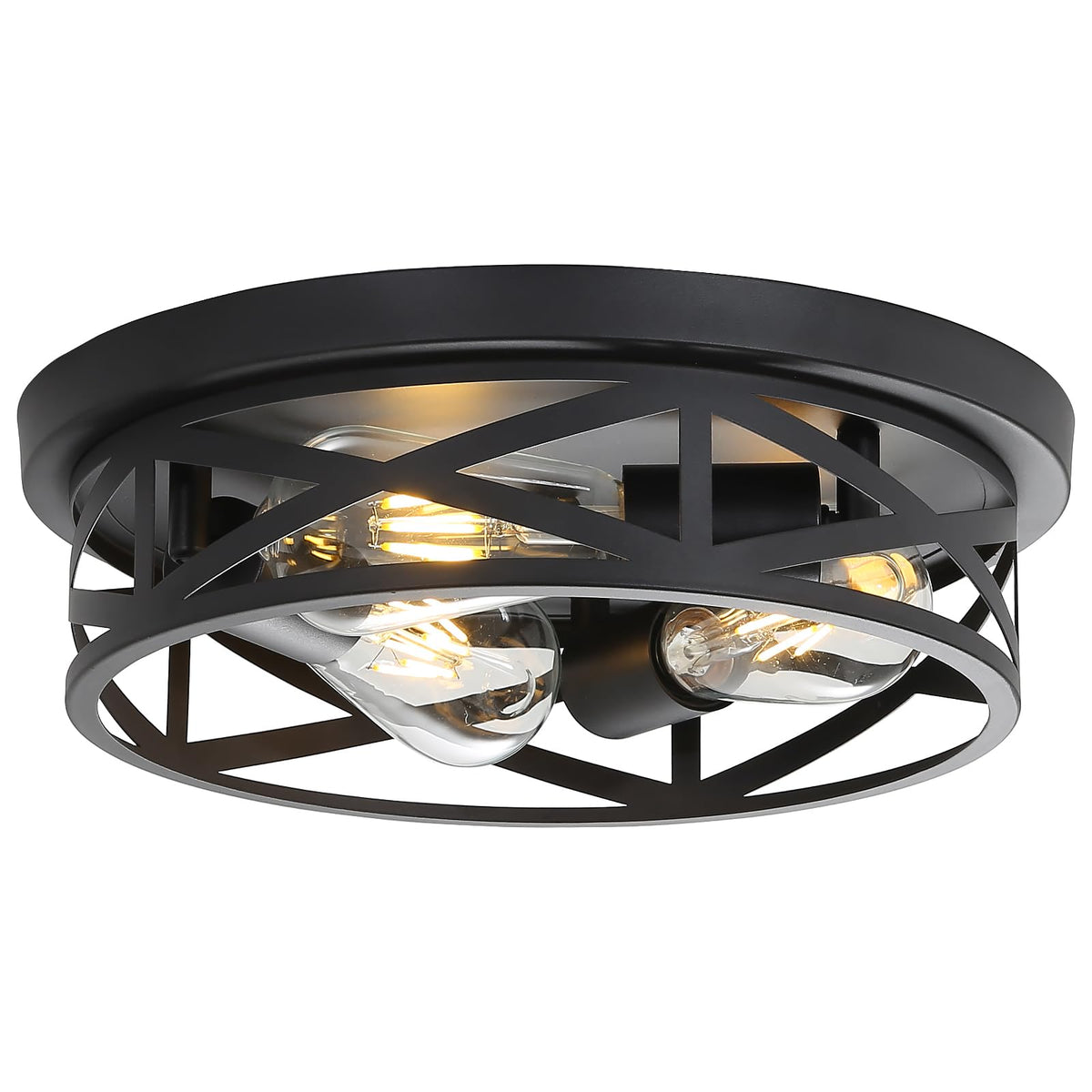13 inch Black Flush Mount Ceiling Light Fixtures,3-Light Modern Hallway Light Fixtures Ceiling, Black Light Fixture Ceiling Mount for Farmhouse,Kitchen, Bedroom 2 Pack
