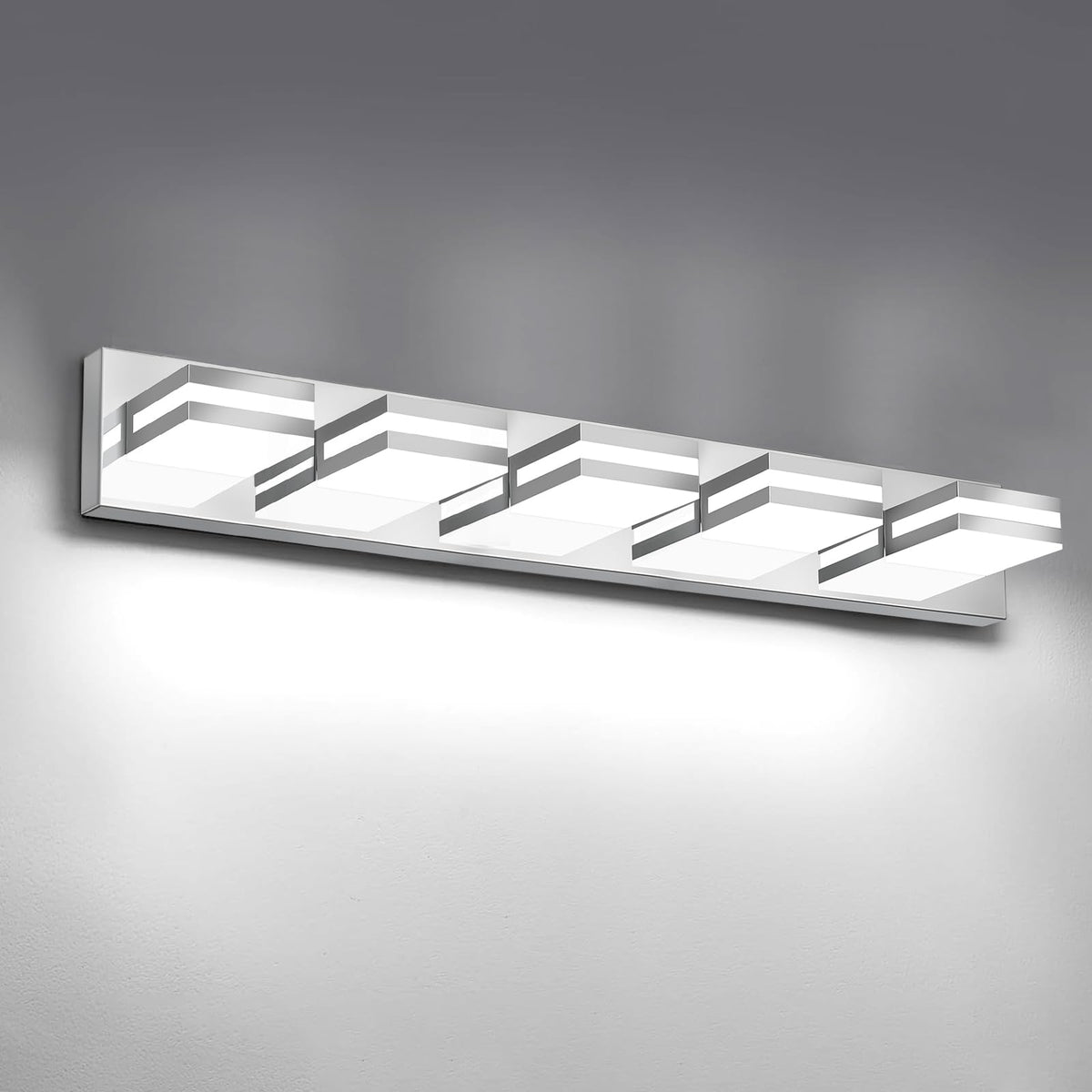 IZORRO LED Modern Bathroom Lights Fixtures(4-Light,Dimmable,360°Rotate),Matte Black Acrylic Wall Lighting,Vanity Lights for Bathroom Over Mirror - 6000k 24In （No Assembly Required）