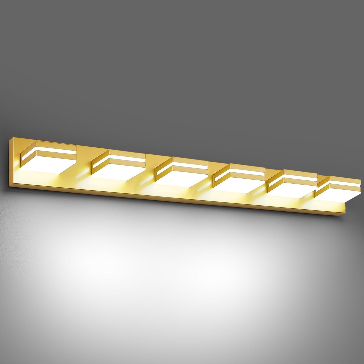 Modern LED Stainless Steel Chrome Acrylic Bathroom Lights Fixtures 3-Light | Wall Lighting,Vanity Lights for Bathroom Over Mirror 6000K 350°Rotate（No Assembly Required）