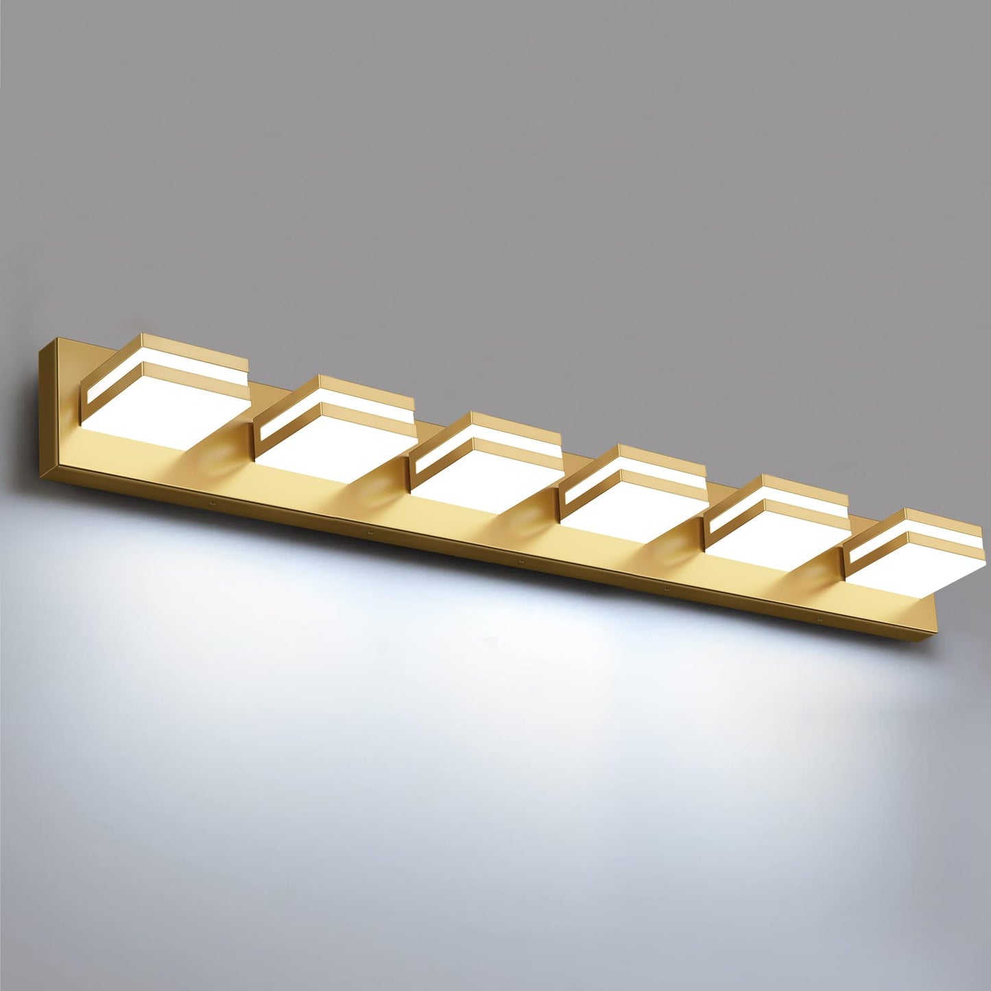 IZORRO LED Modern Bathroom Lights Fixtures(4-Light,Dimmable,360°Rotate),Matte Black Acrylic Wall Lighting,Vanity Lights for Bathroom Over Mirror - 6000k 24In （No Assembly Required）