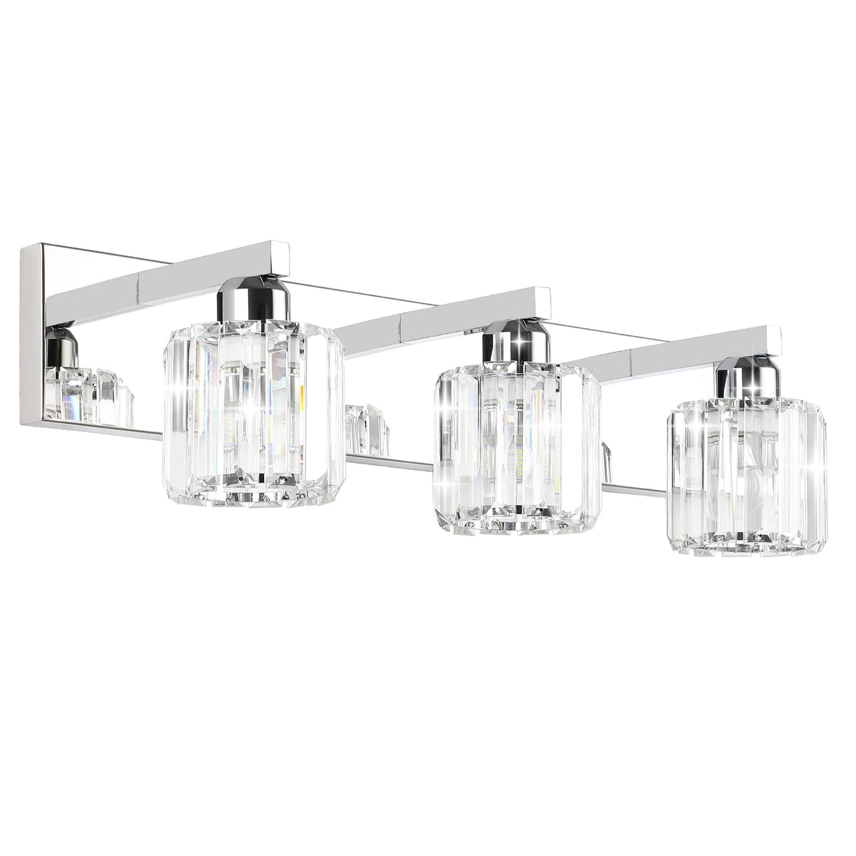 Aipsun Brushed Nickel Vanity Light Bathroom Lighting Fixtures 3 Light Crystal Modern Bathroom Vanity Light (Exclude Bulb)