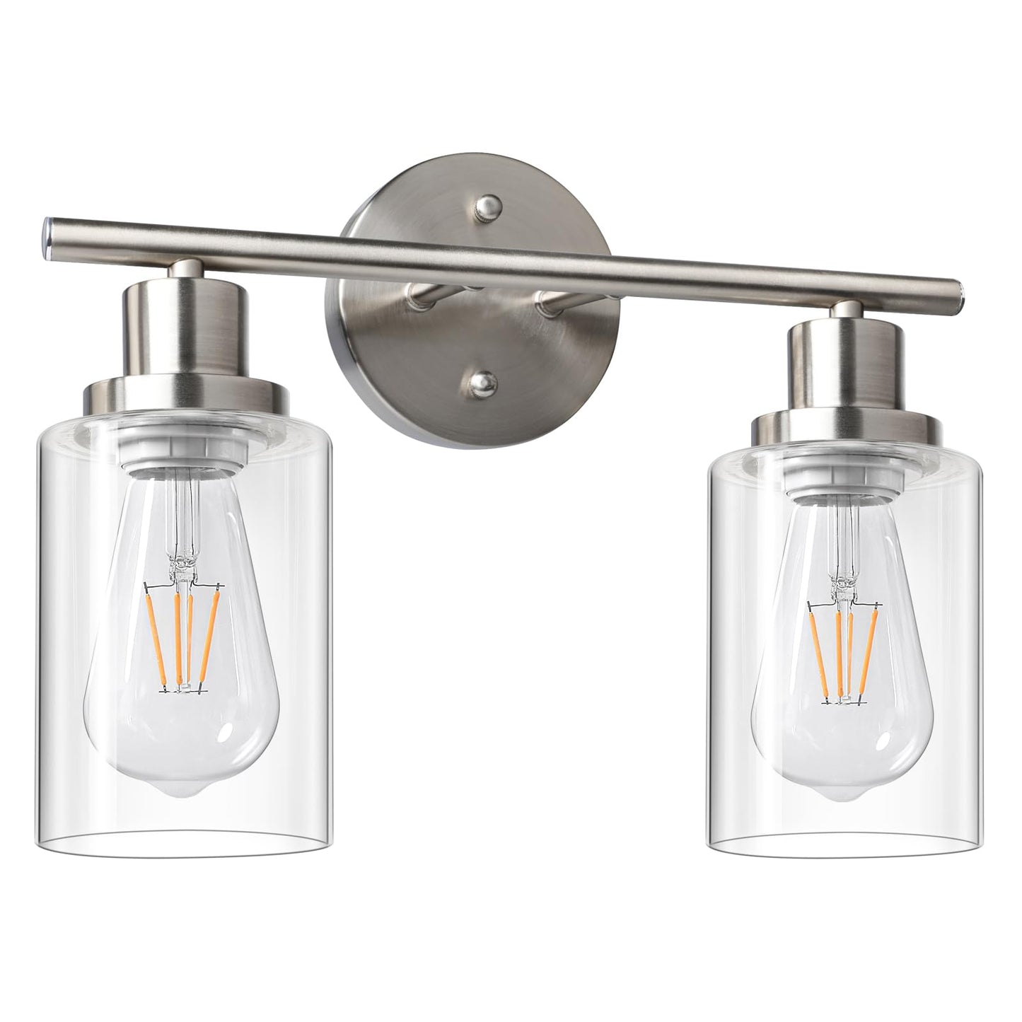 Modern Bathroom Light Fixtures, 3 Light Vanity Lights, Black Wall Lamp with Clear Glass for Bathroom, Mirror, Living Room, Bedroom, Hallway, E26 Base