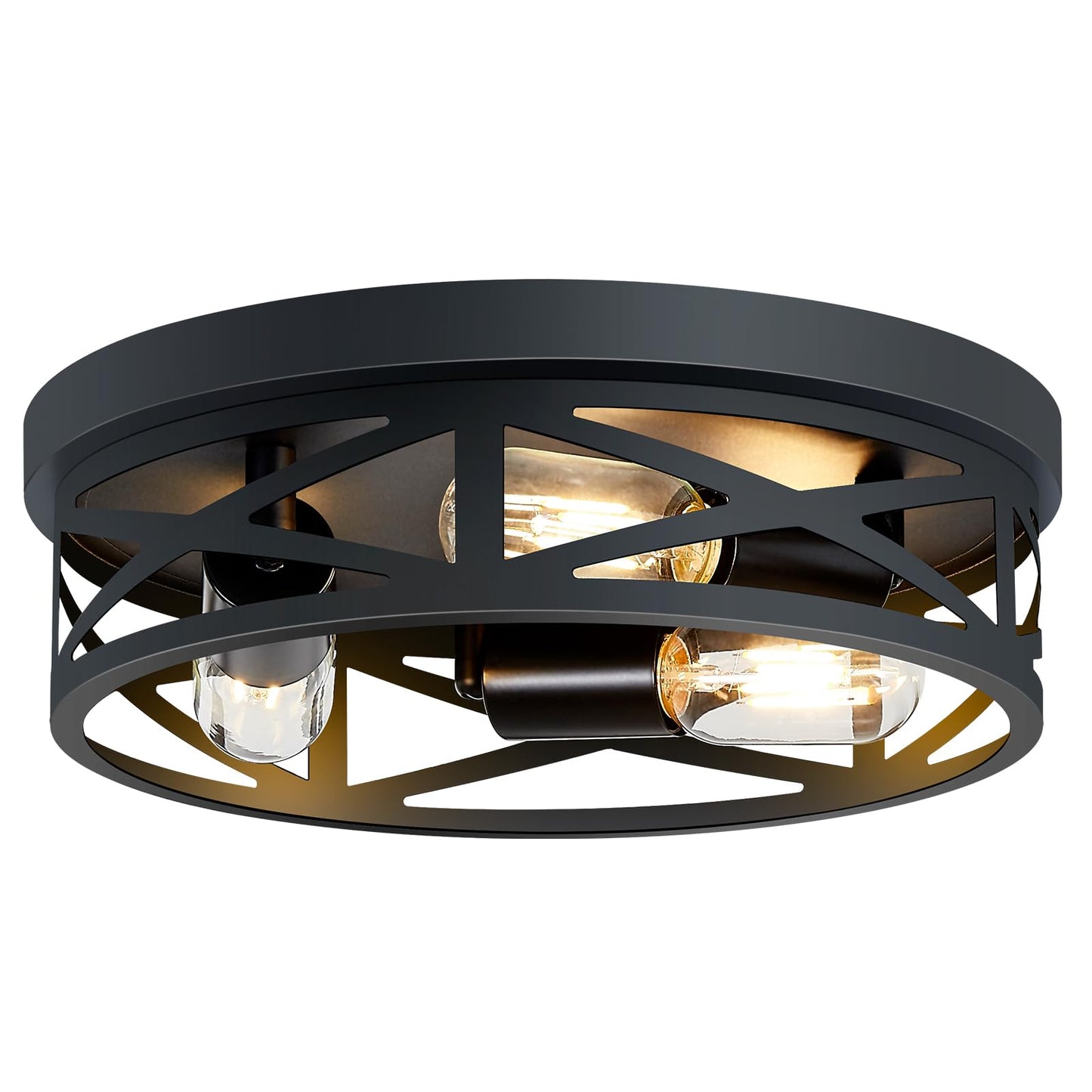 SKEJAO Flush Mount Ceiling Light Fixture,Black 2-Light Hallway Light Fixtures Ceiling,Light Fixtures Ceiling Mount for Farmhouse,Kitchen,Hall,Bedroom,Bathroom (2 Pack)